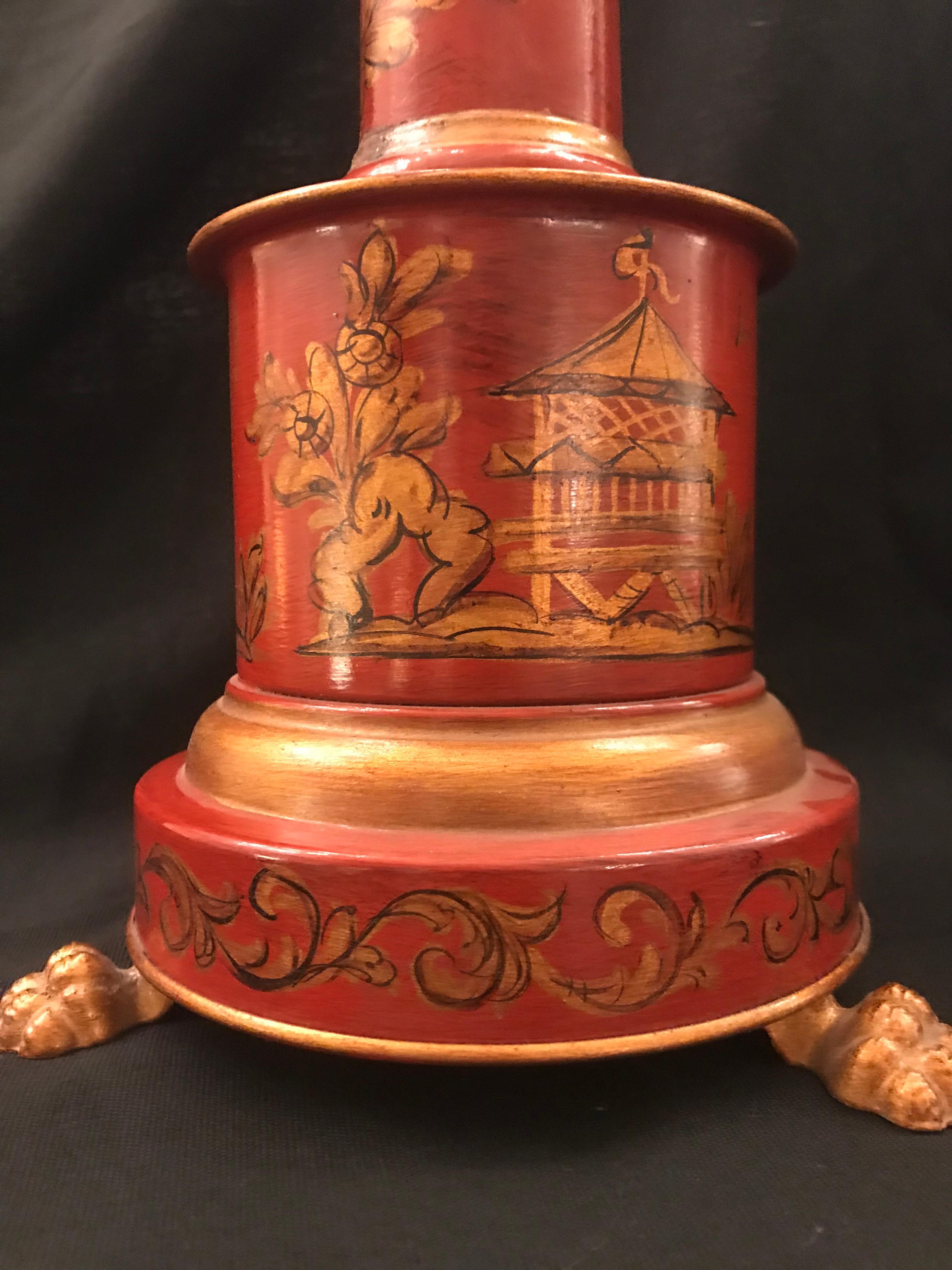 Regency Revival English Regency Style Toleware Lamp By Gherardo Degli Albizzi  For Sale