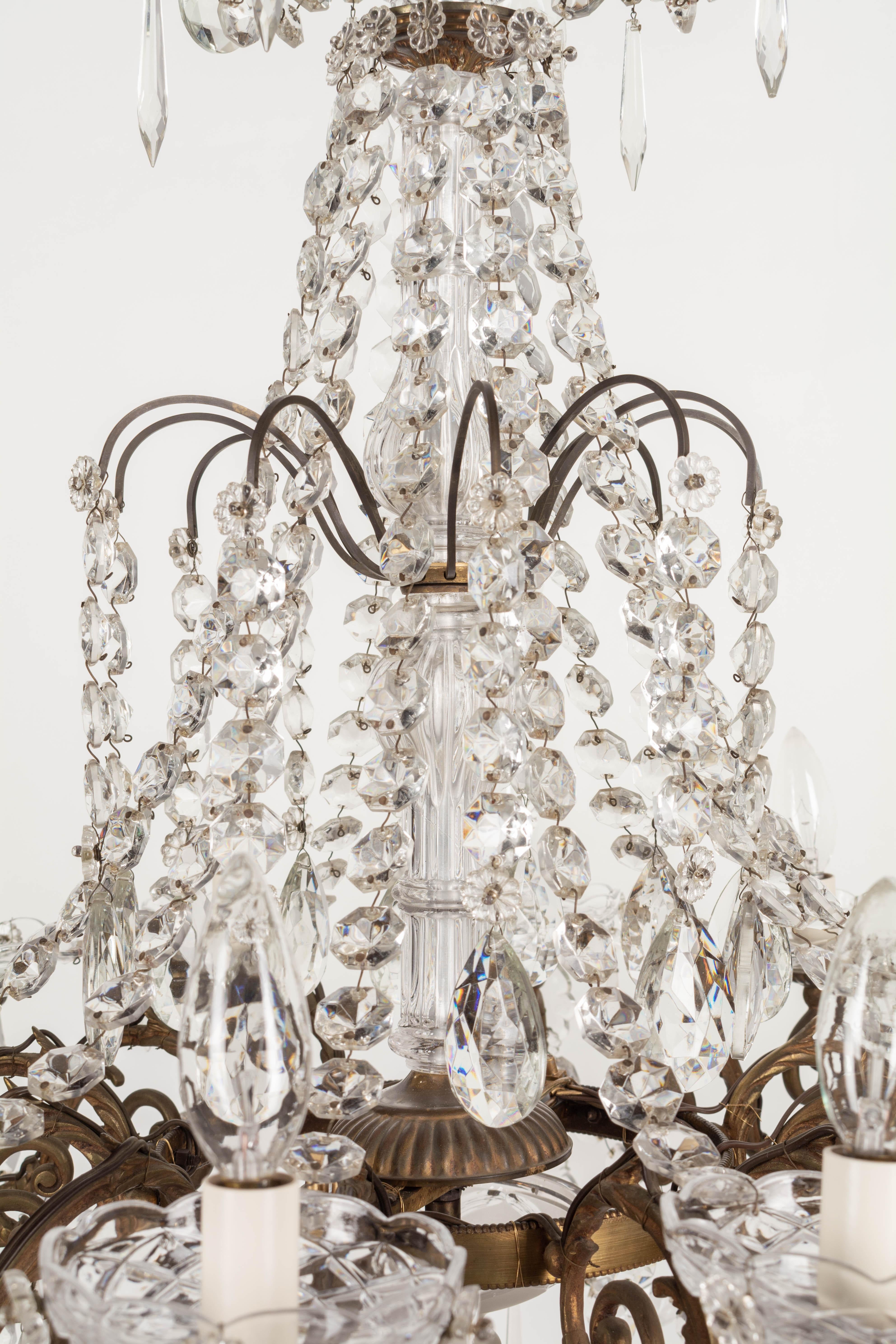 French Empire Style Twelve Light Crystal Chandelier For Sale at 1stDibs