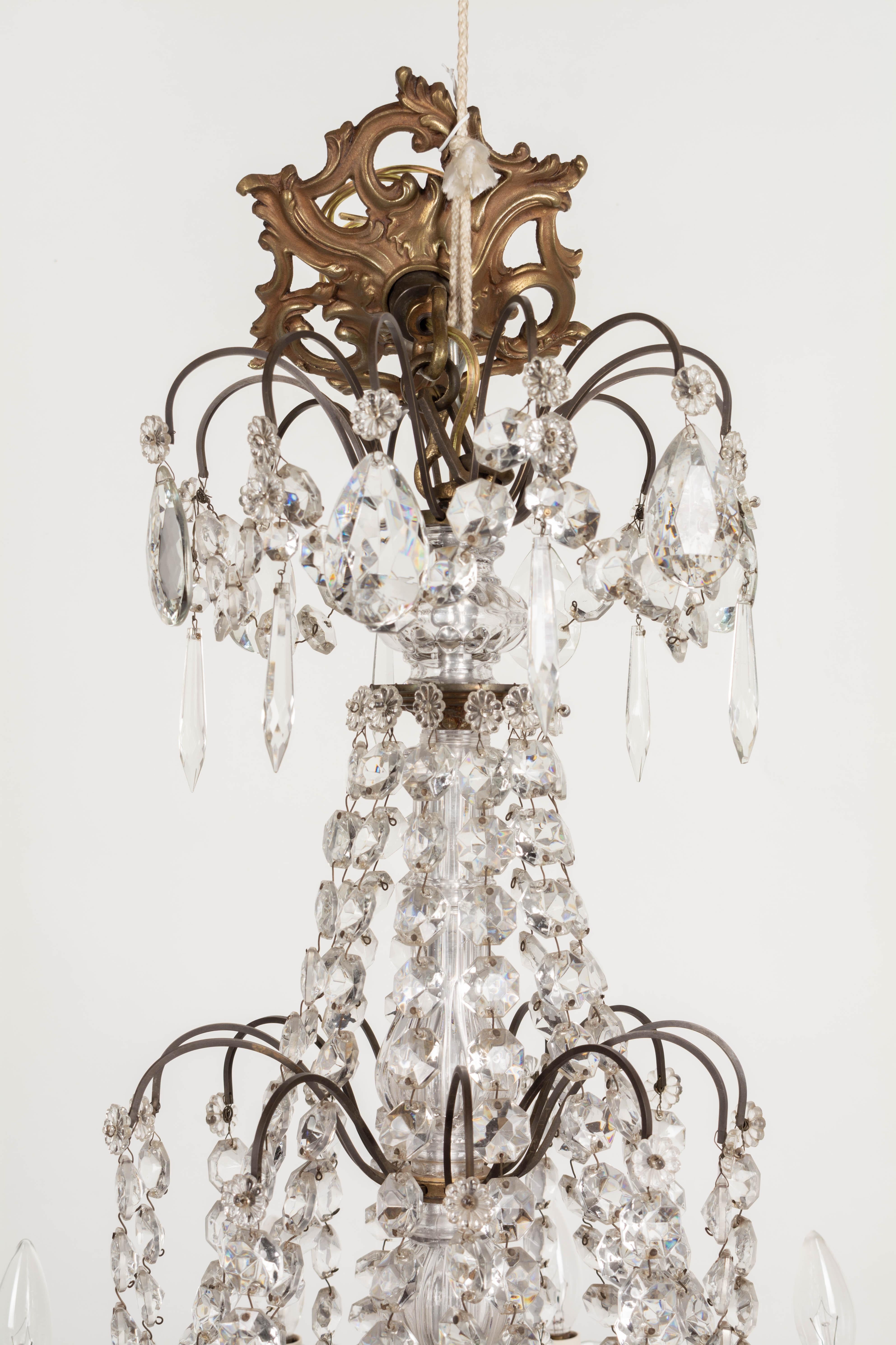 French Empire Style Twelve Light Crystal Chandelier For Sale at 1stDibs