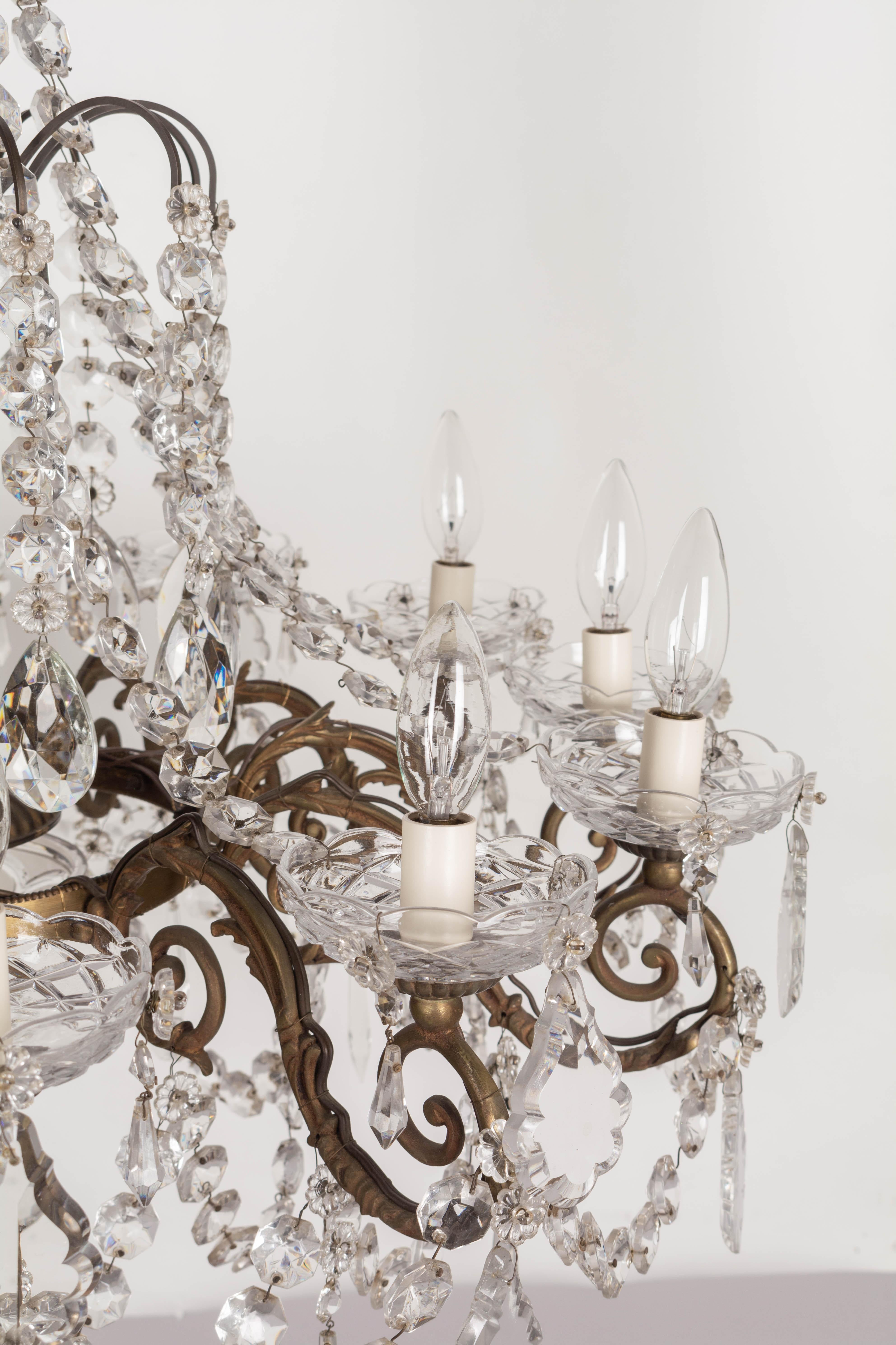 French Empire Style Twelve Light Crystal Chandelier For Sale at 1stDibs