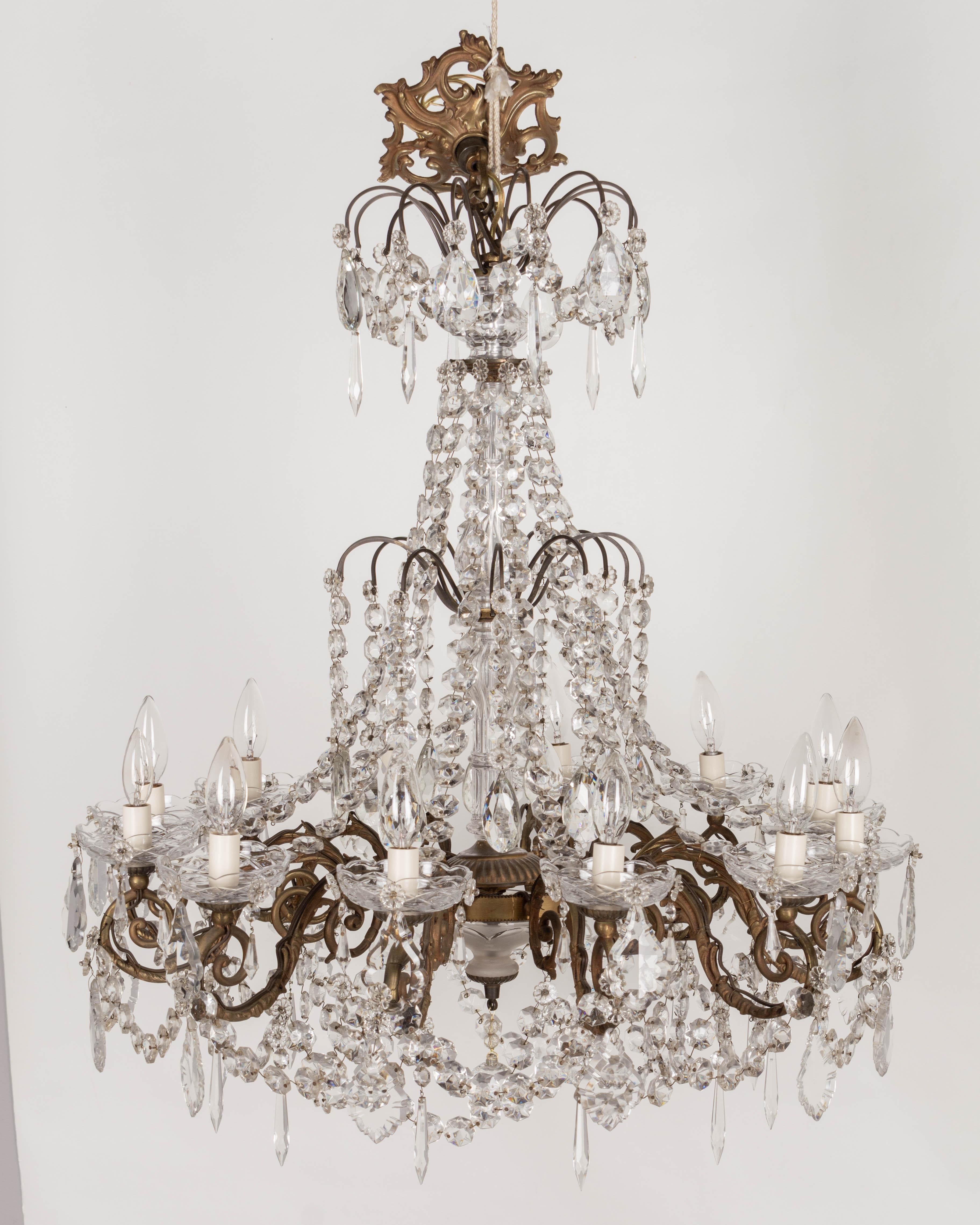 French Empire Style Twelve Light Crystal Chandelier For Sale at 1stDibs