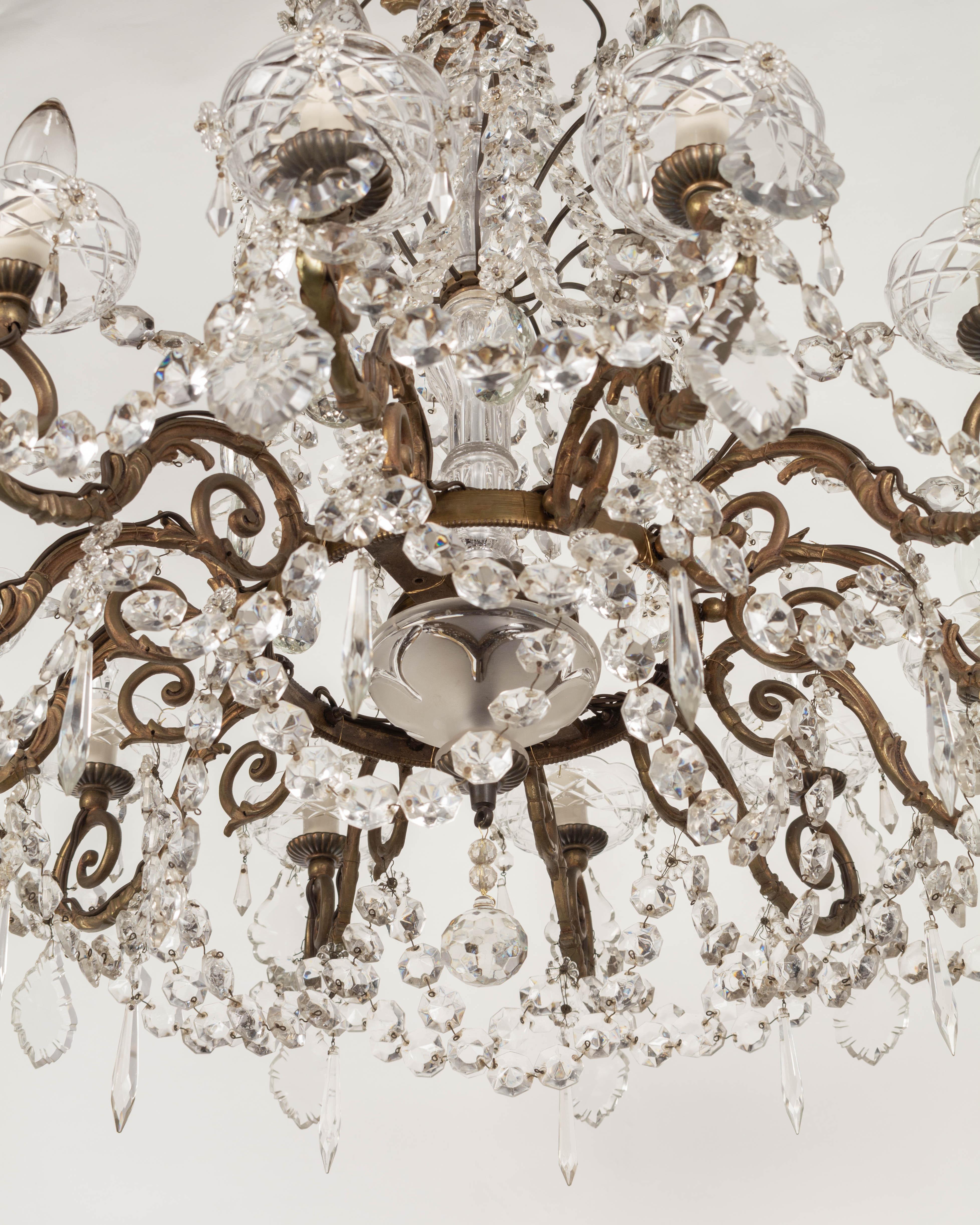 French Empire Style Twelve Light Crystal Chandelier For Sale at 1stDibs