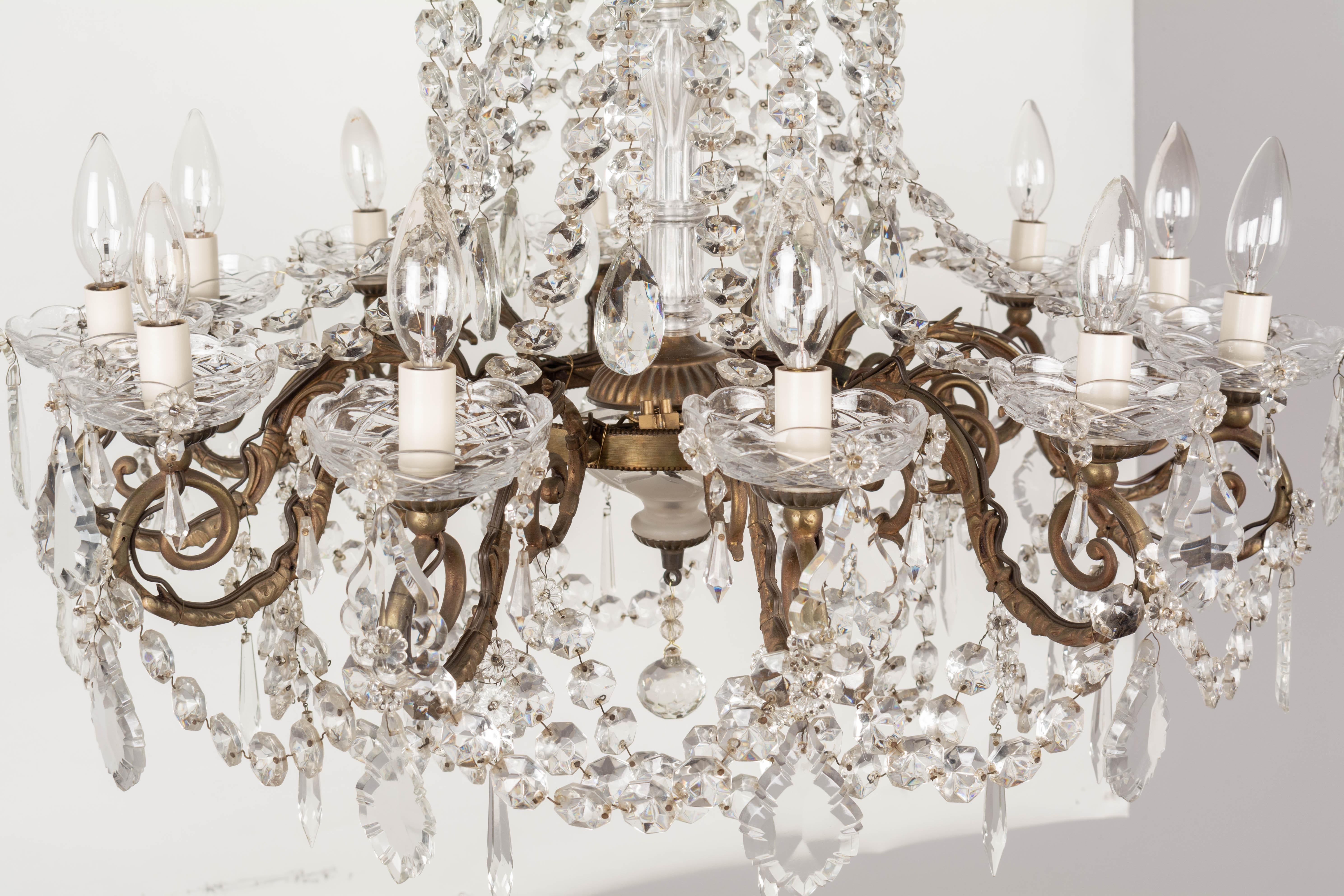 French Empire Style Twelve Light Crystal Chandelier For Sale at 1stDibs