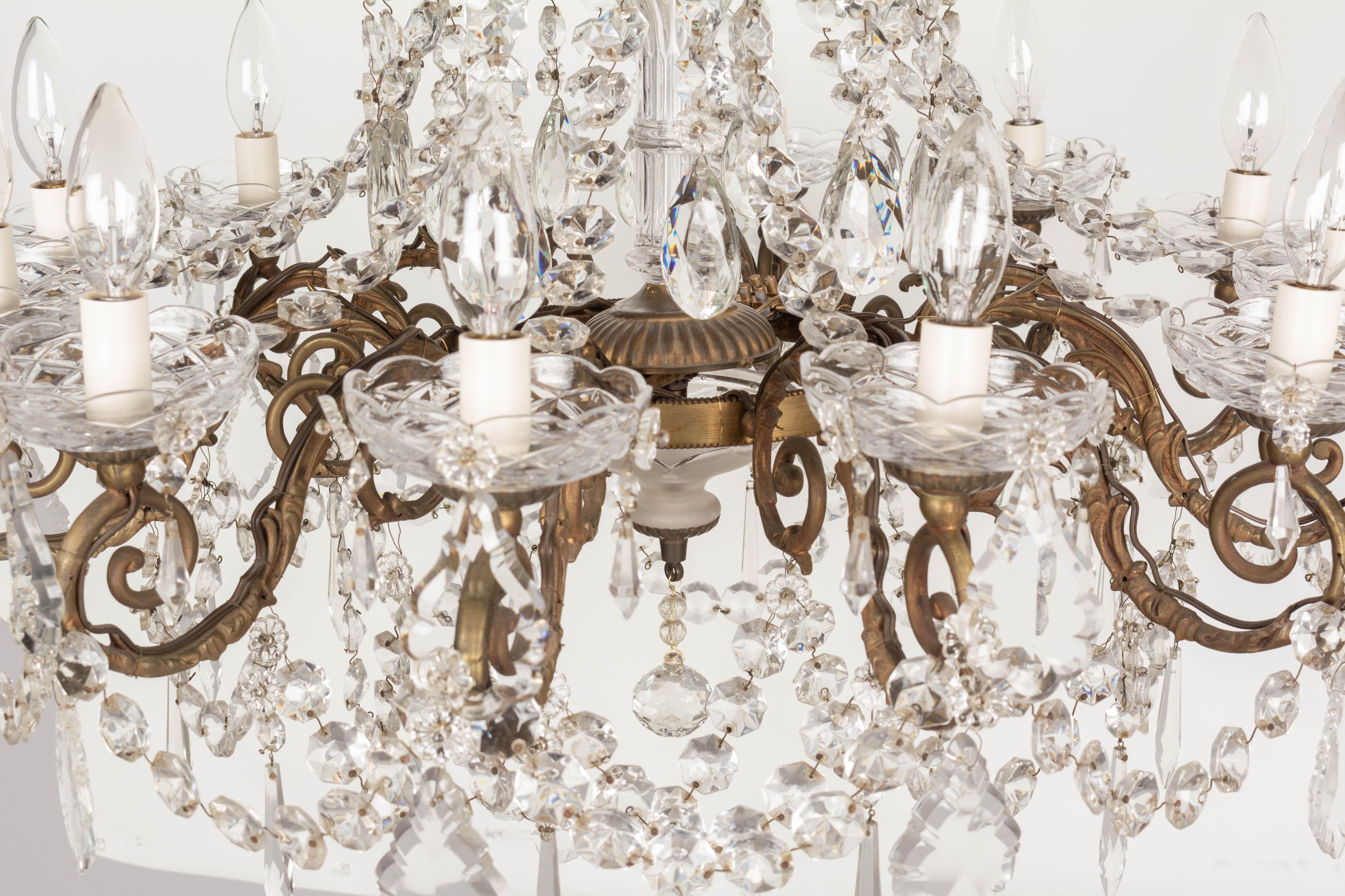 French Empire Style Twelve Light Crystal Chandelier For Sale at 1stDibs