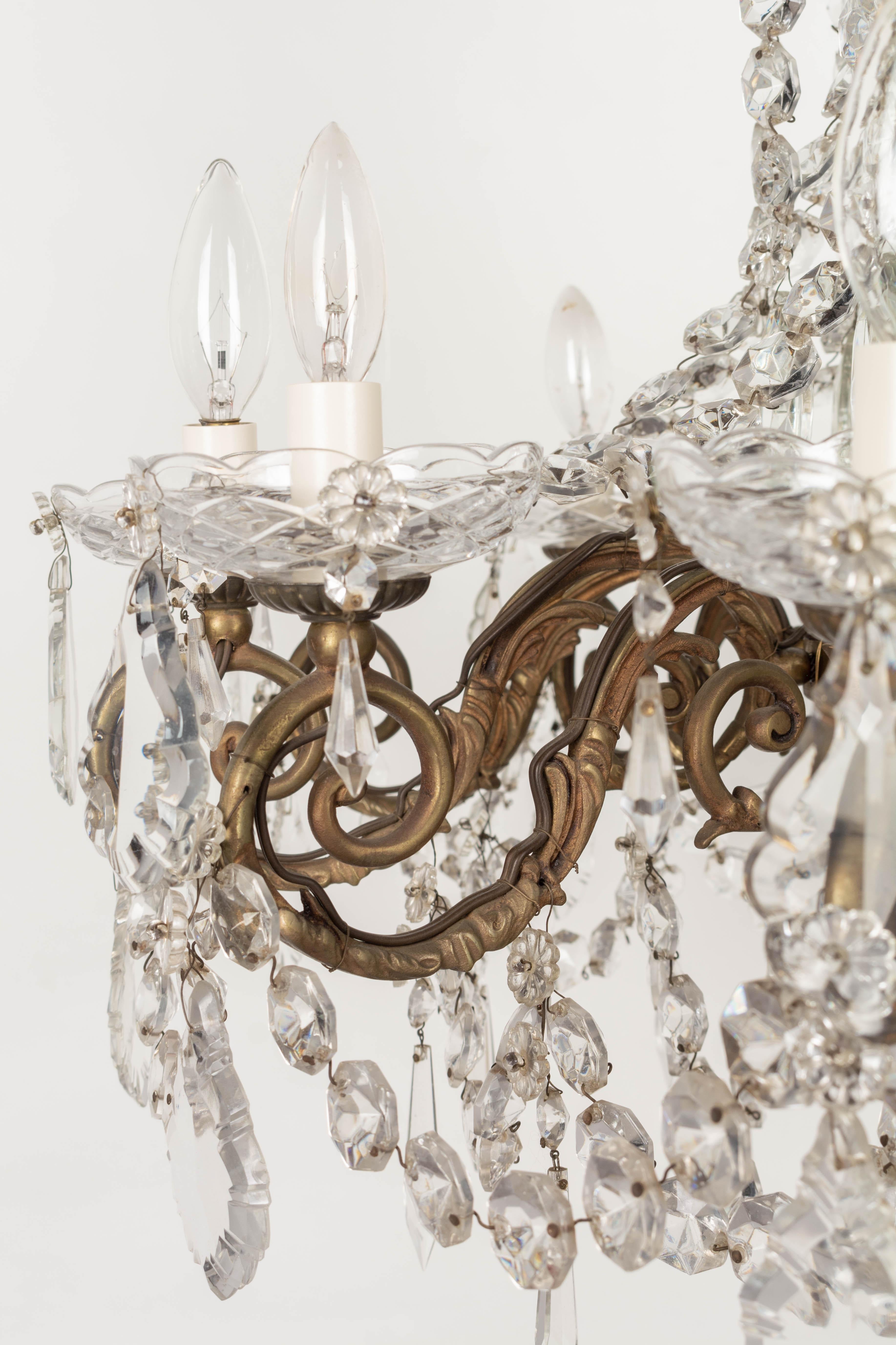 French Empire Style Twelve Light Crystal Chandelier For Sale at 1stDibs