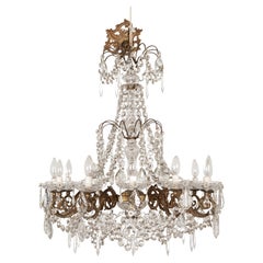 French Empire Style Twelve Light Crystal Chandelier