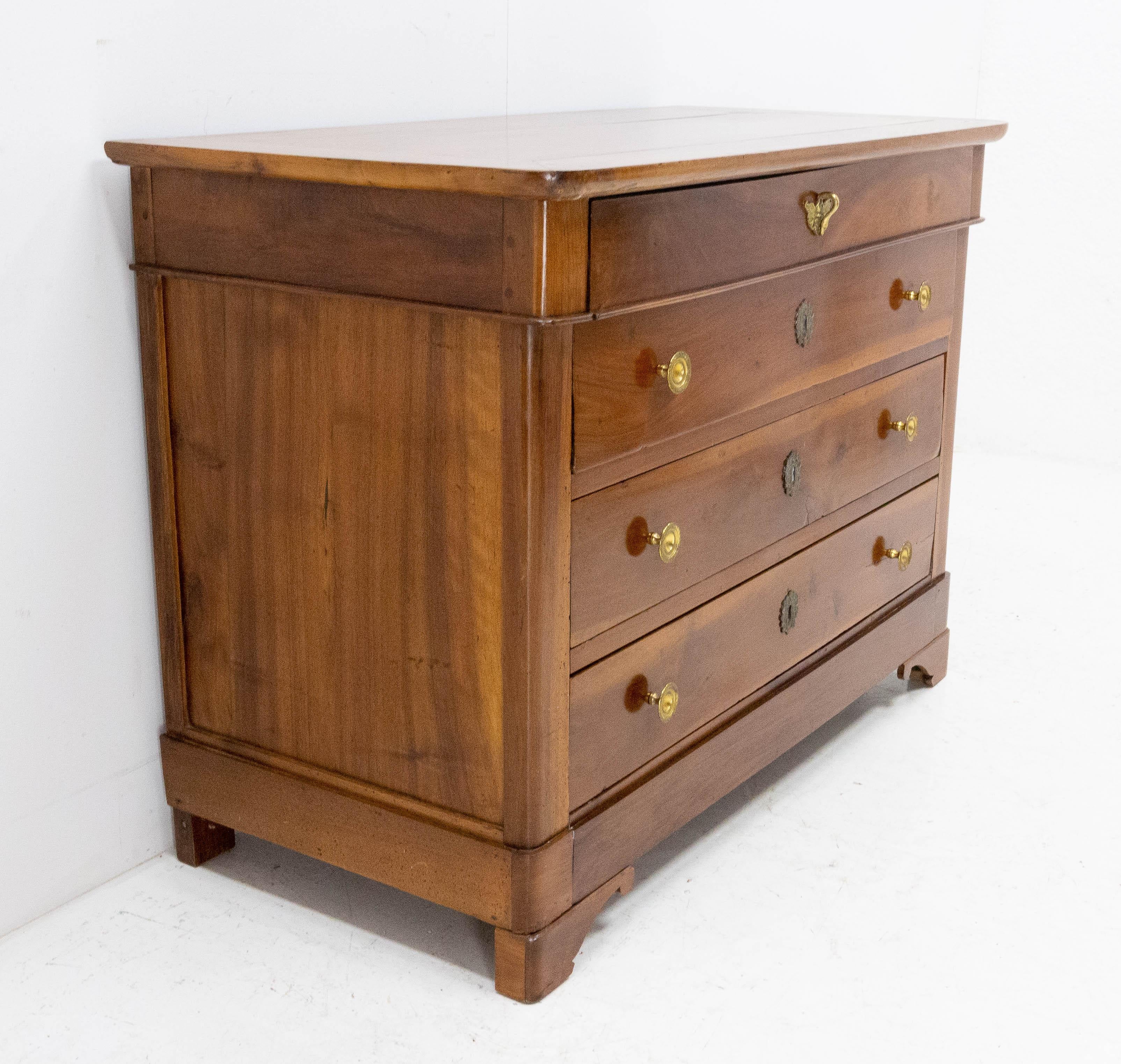 Early 19th Century French Empire Style Walnut Commode Chest of Drawers, circa 1820 For Sale