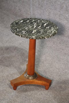 French Empire Style Walnut Marble-Top End Occasional Side Table, circa 1950
