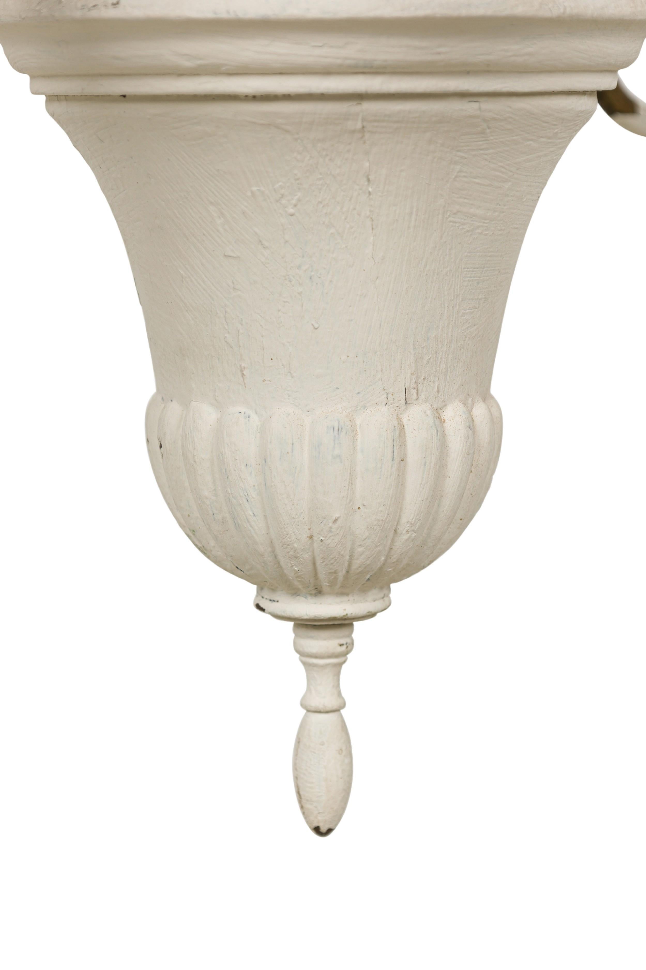 French Empire Style White Painted Tole 6-Light Chandelier For Sale 2