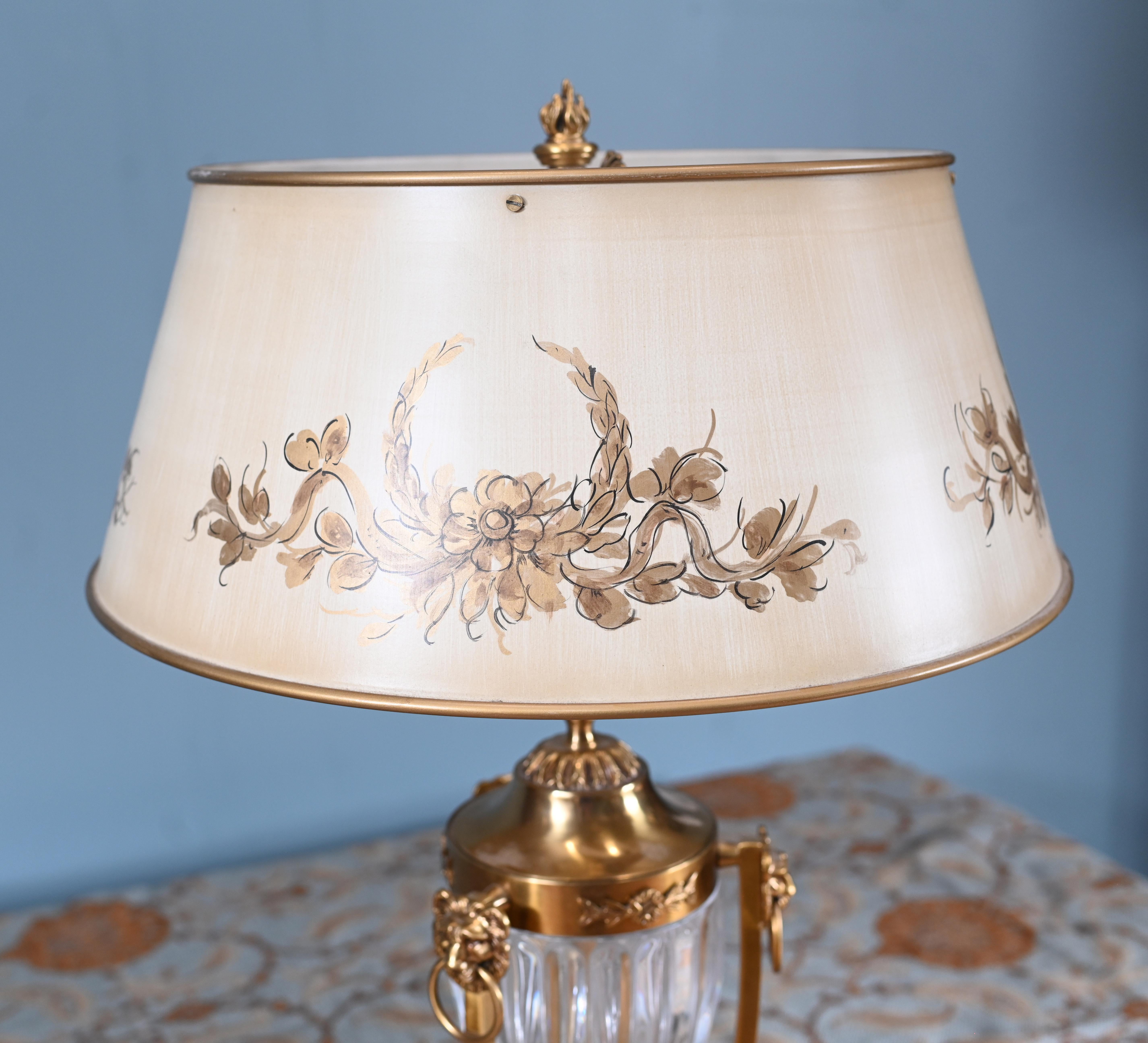Lámpara de mesa Imperio francés Luz de cristal dorado Vidrio en venta