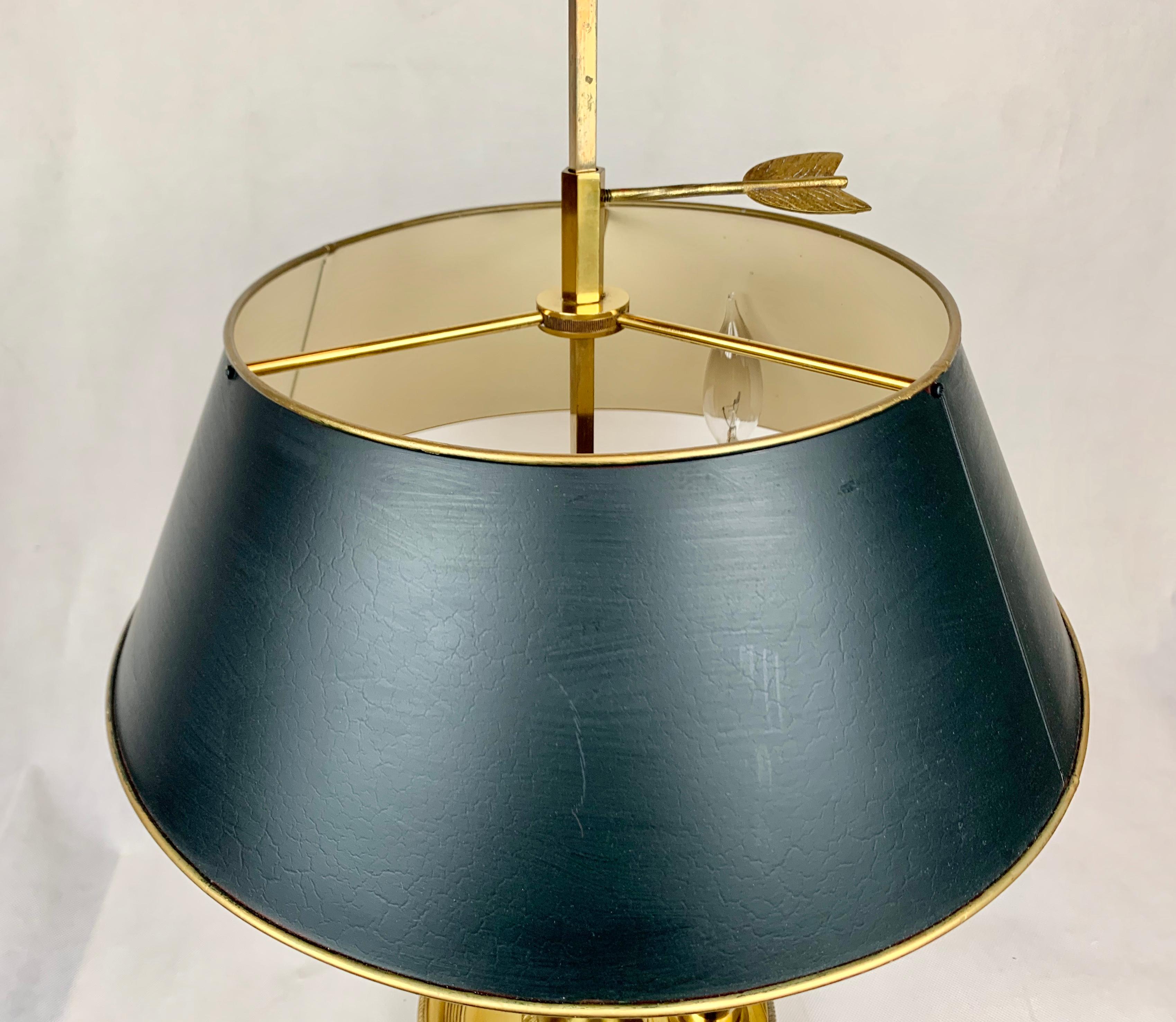 French Empire Bouillotte Lamp in Bronze with Black Tôle Shade with Three Lights
