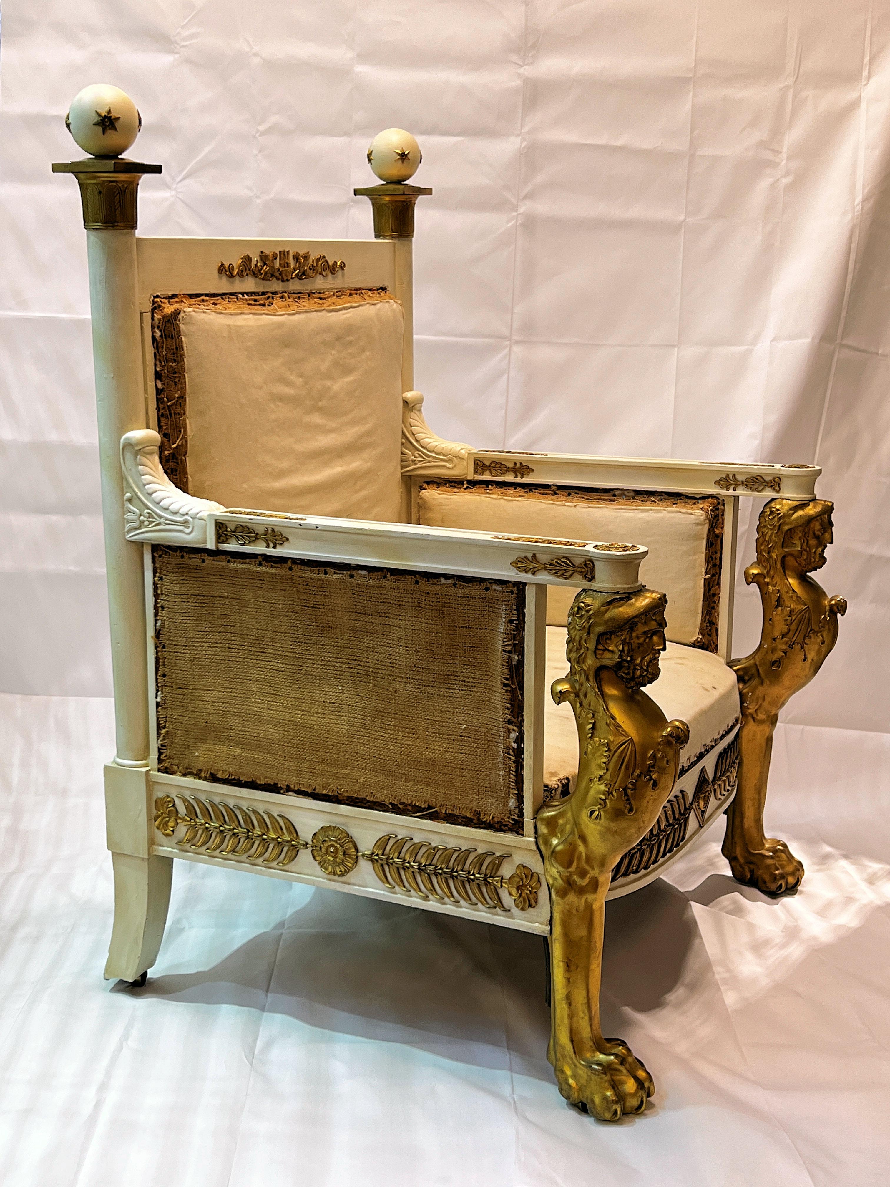Empire Revival French Empire Throne Chair After Jacob-Desmalter