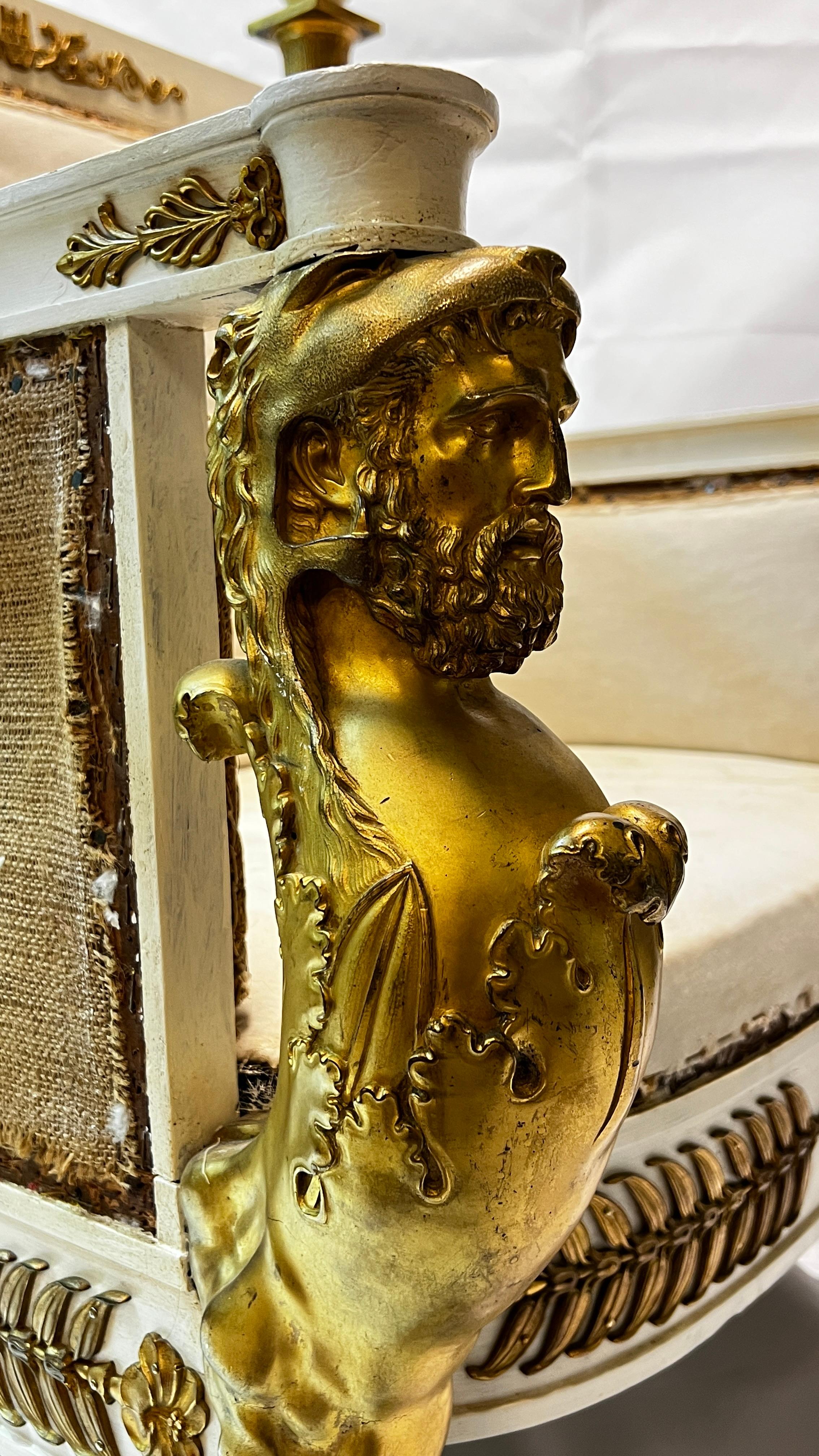 Bronze French Empire Throne Chair After Jacob-Desmalter
