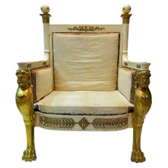 French Empire Throne Chair After Jacob-Desmalter