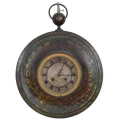 French Empire Tole and Parcel-Gilt Wall Clock, circa 1810-1820