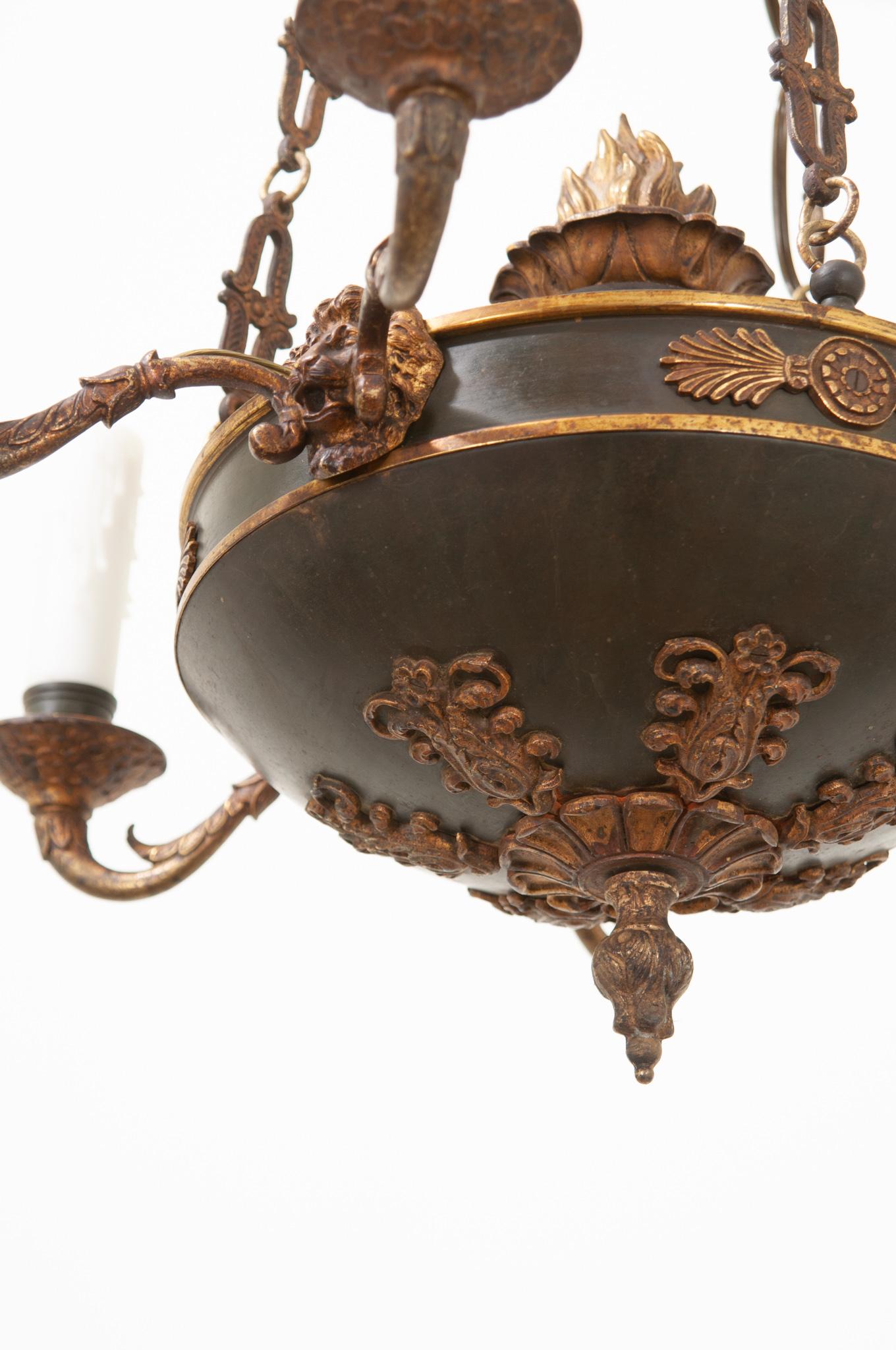 French Empire Tole & Brass Chandelier For Sale 3