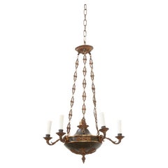 Antique French Empire Tole & Brass Chandelier