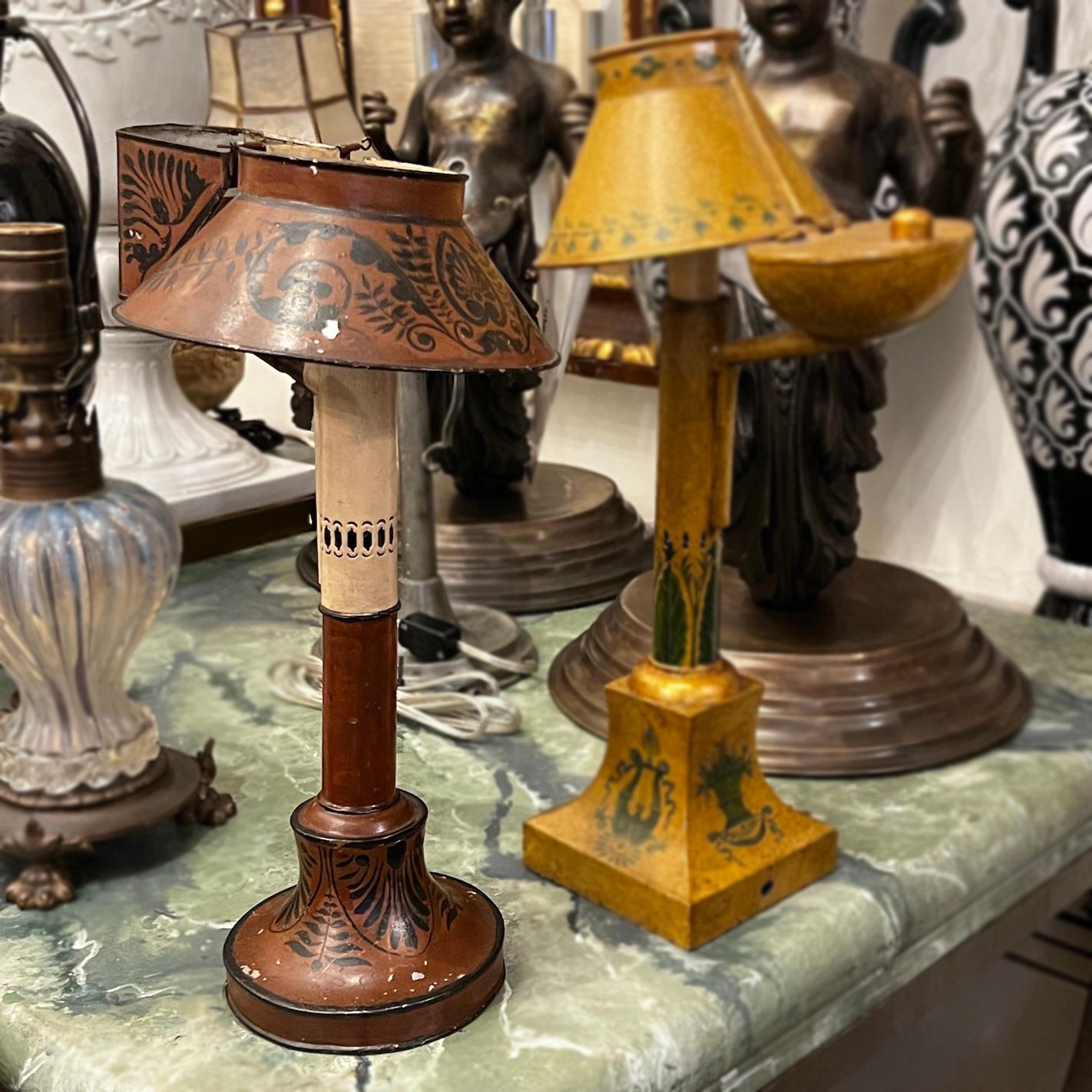 19th Century French Empire Tole Desk Lamp For Sale