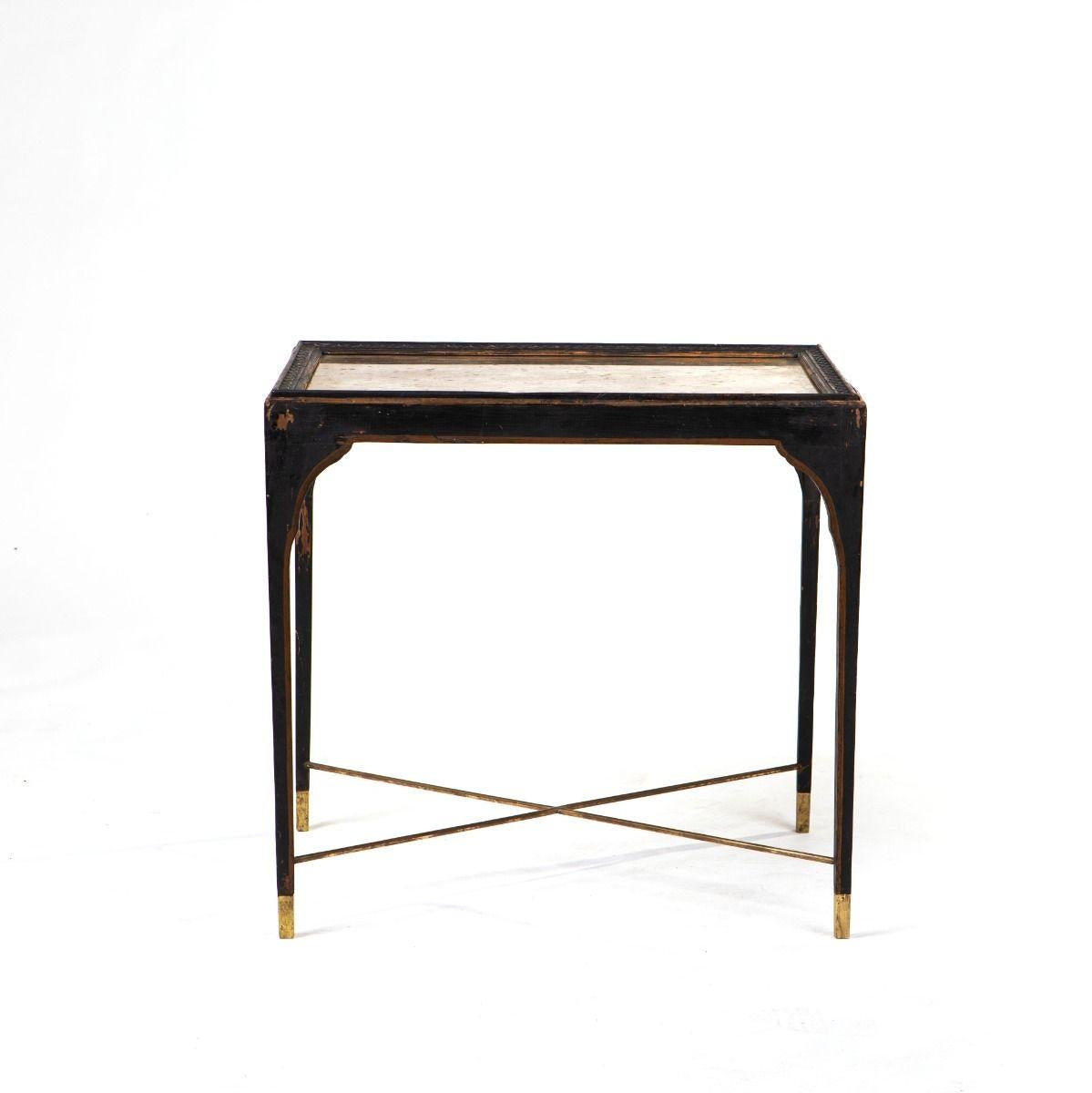 Stile impero Tavolo impero francese con piano in ottone in vendita
