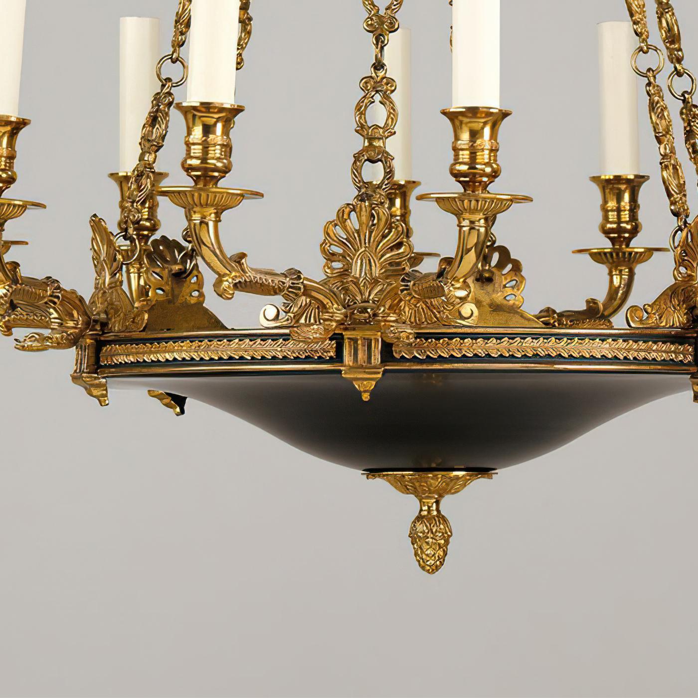 French Empire Twelve Light Chandelier In New Condition In Westwood, NJ