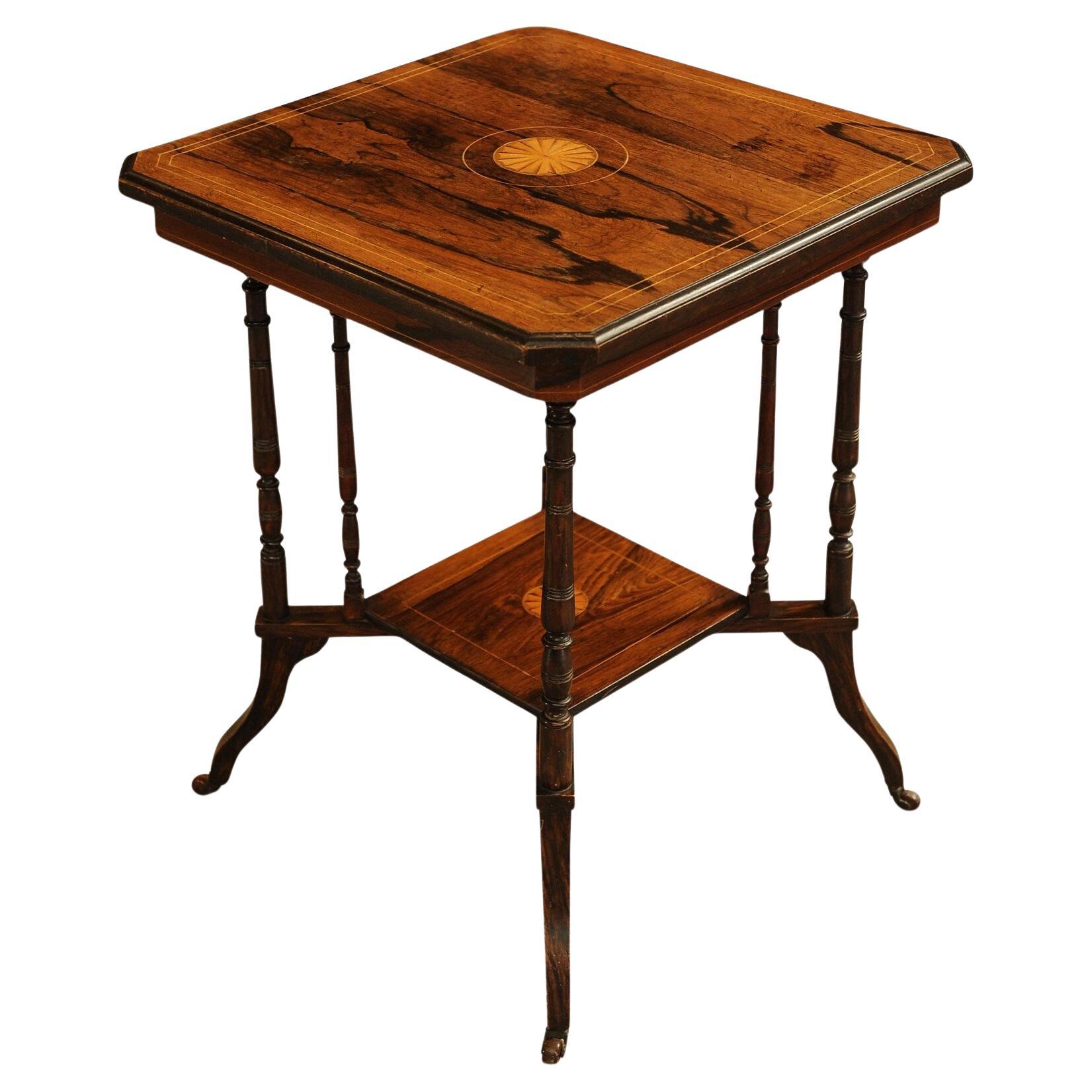 French Empire Rosewood Two Tier Occasional Table With Parquetry Accents