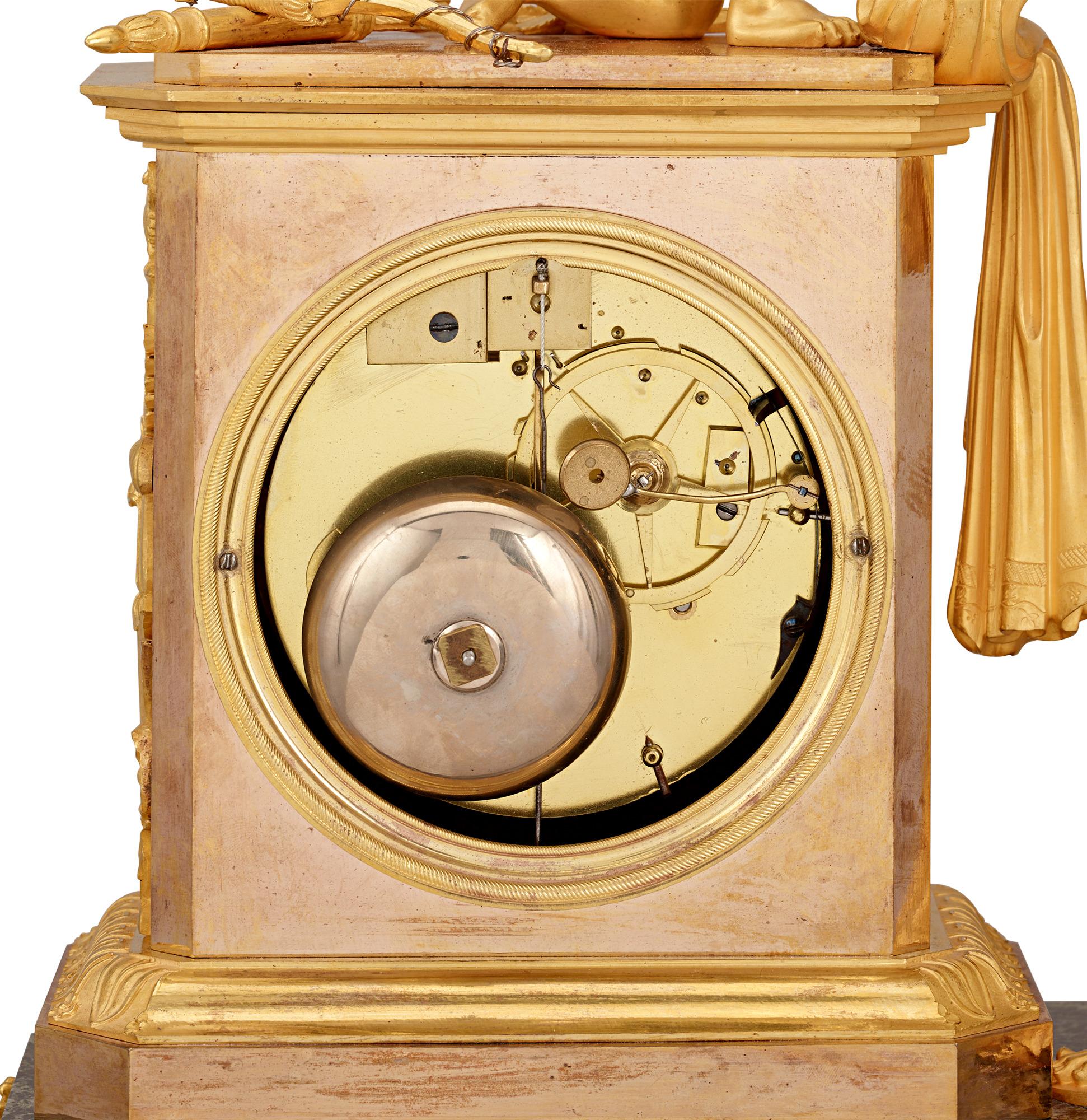 French Empire Venus And Cupid Mantel Clock In Excellent Condition In New Orleans, LA