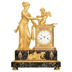 Antique French Empire Venus And Cupid Mantel Clock