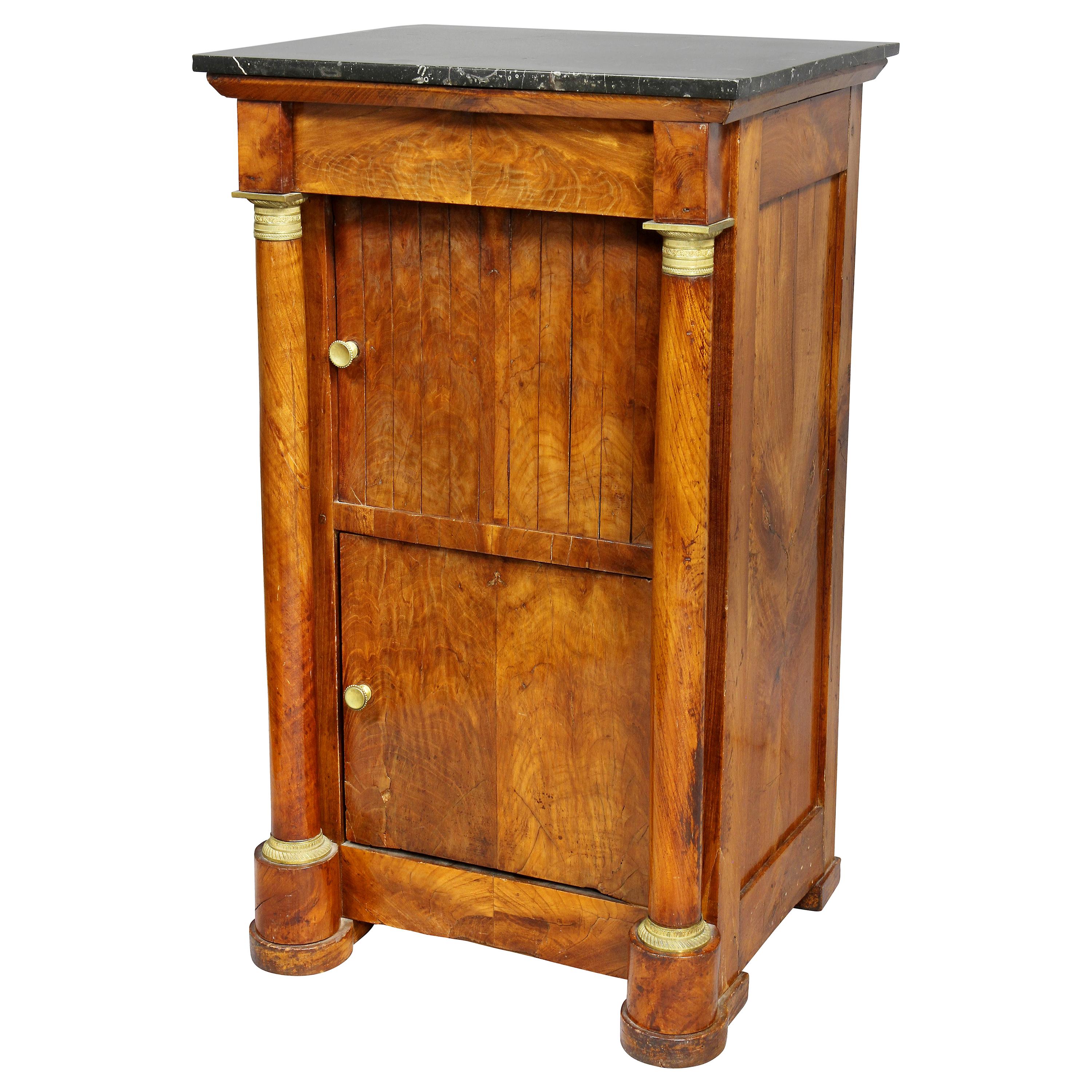 French Empire Walnut Bedside Cabinet