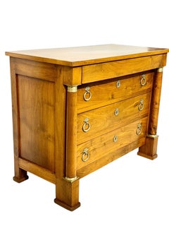 French Empire Walnut Commode with Bronze Mounts, Early 19th Century