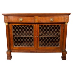 French Empire Walnut Side Cabinet