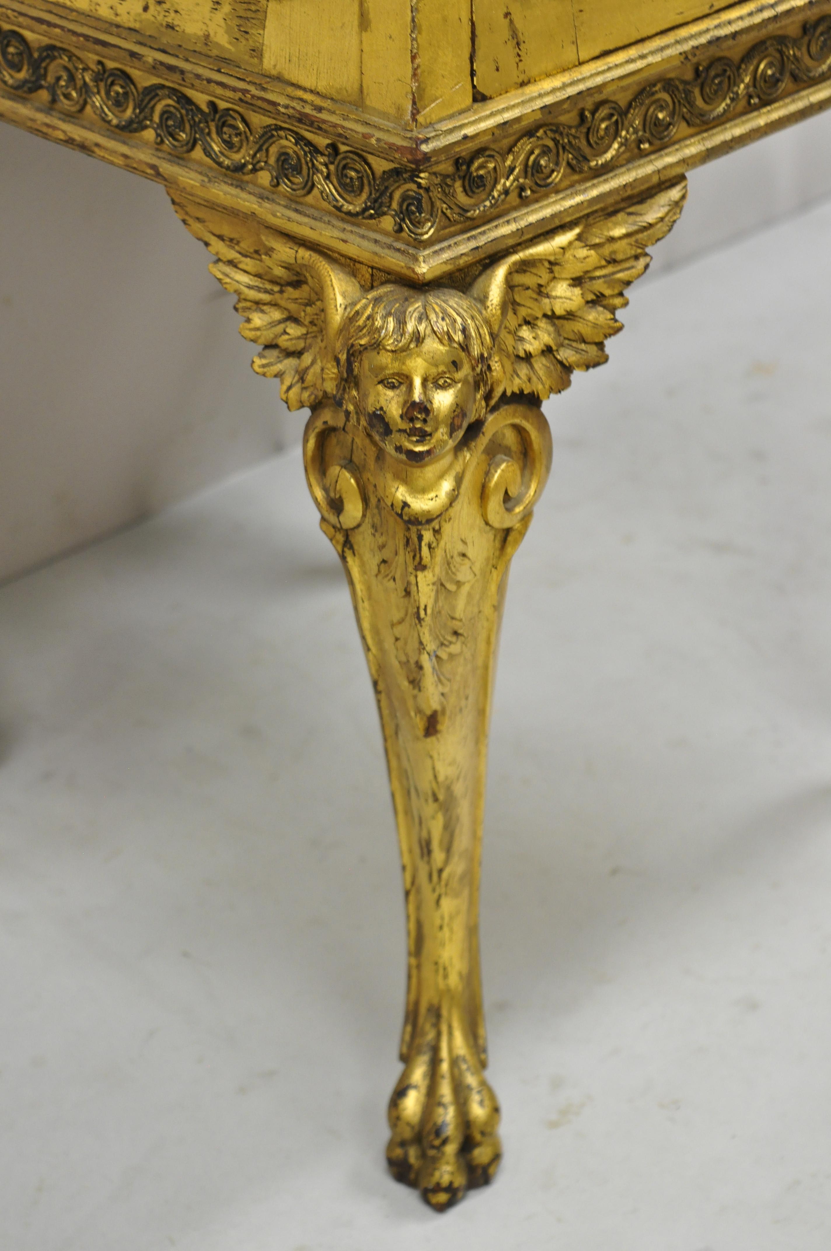 French Empire Wing Cherub Gold Gilt Vitrine Curio Display Cabinet Onyx Pedestal For Sale 5