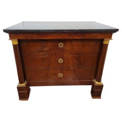 French Empire wood and ormolu chest of drawers commode