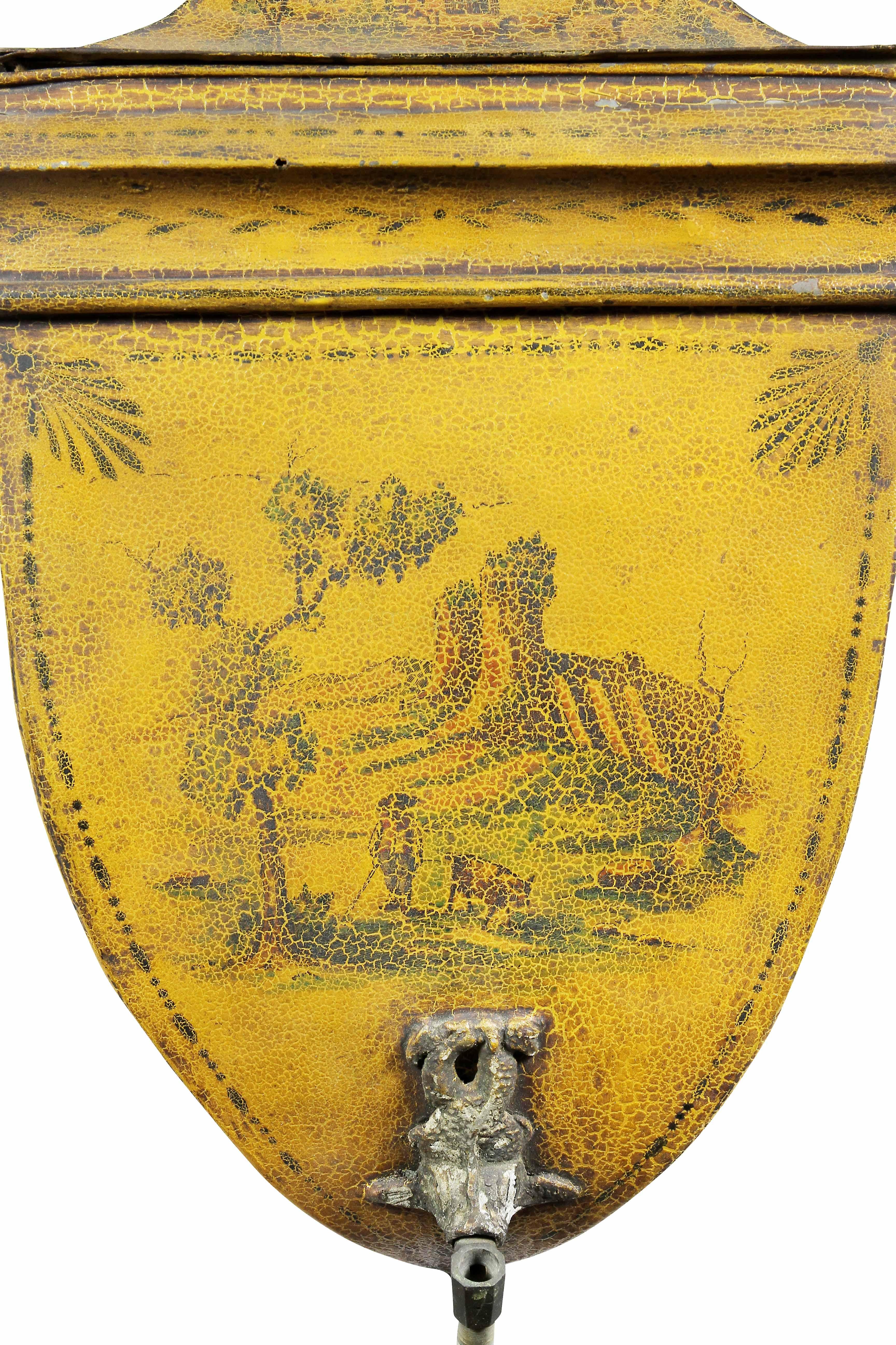 Early 19th Century French Empire Yellow Tole Lavabo For Sale