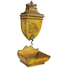 Antique French Empire Yellow Tole Lavabo