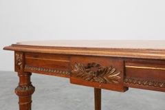 French Empire‑Style Oak Side Table with Gilt Details, ca. 1900