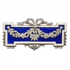 French Enamel Diamond 18k Gold Brooch, Paris, circa 1905