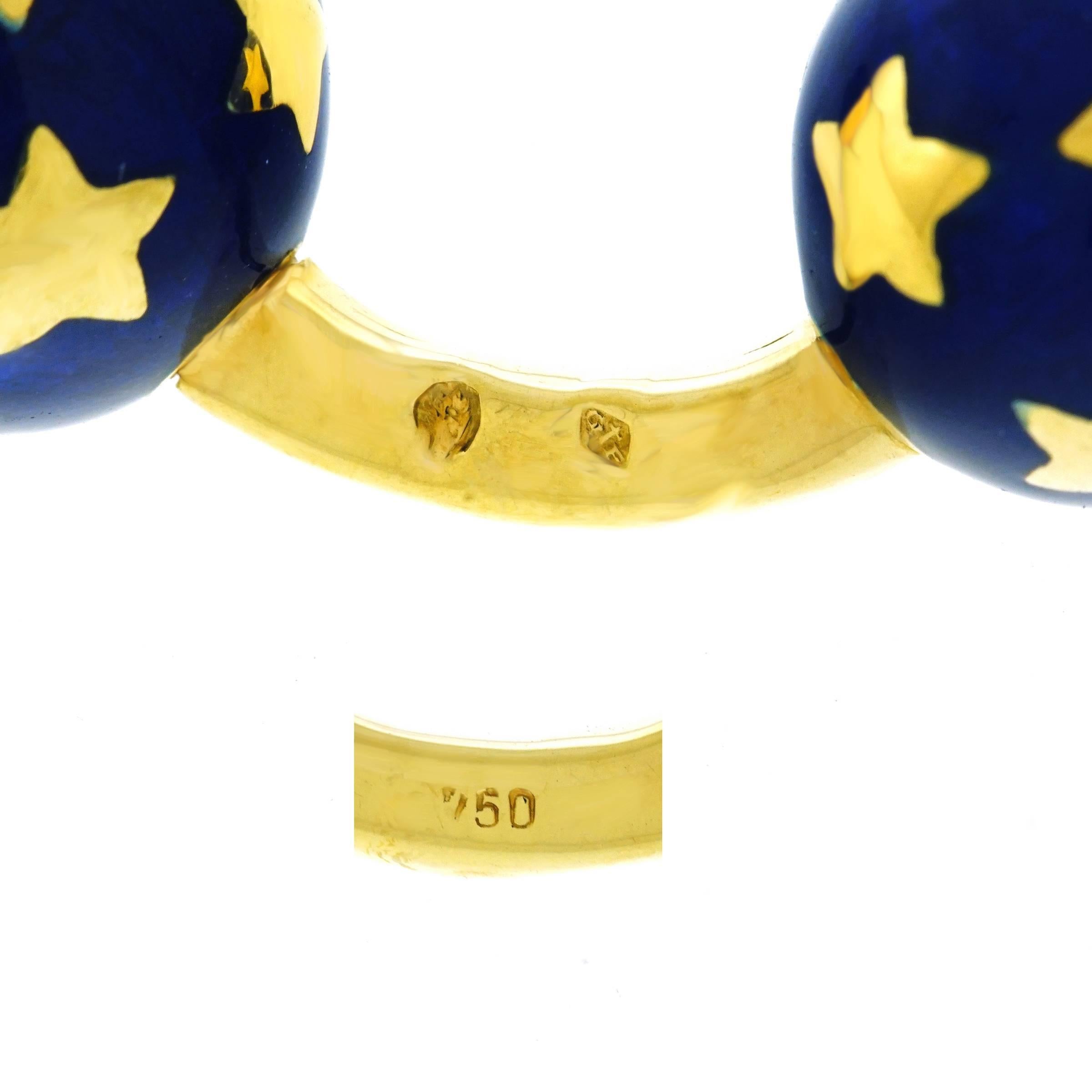 French Enamel and Gold Star Cufflinks 1