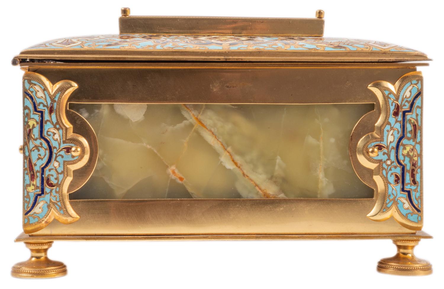 French Enamel and Onyx Casket, Late 19th Century 1