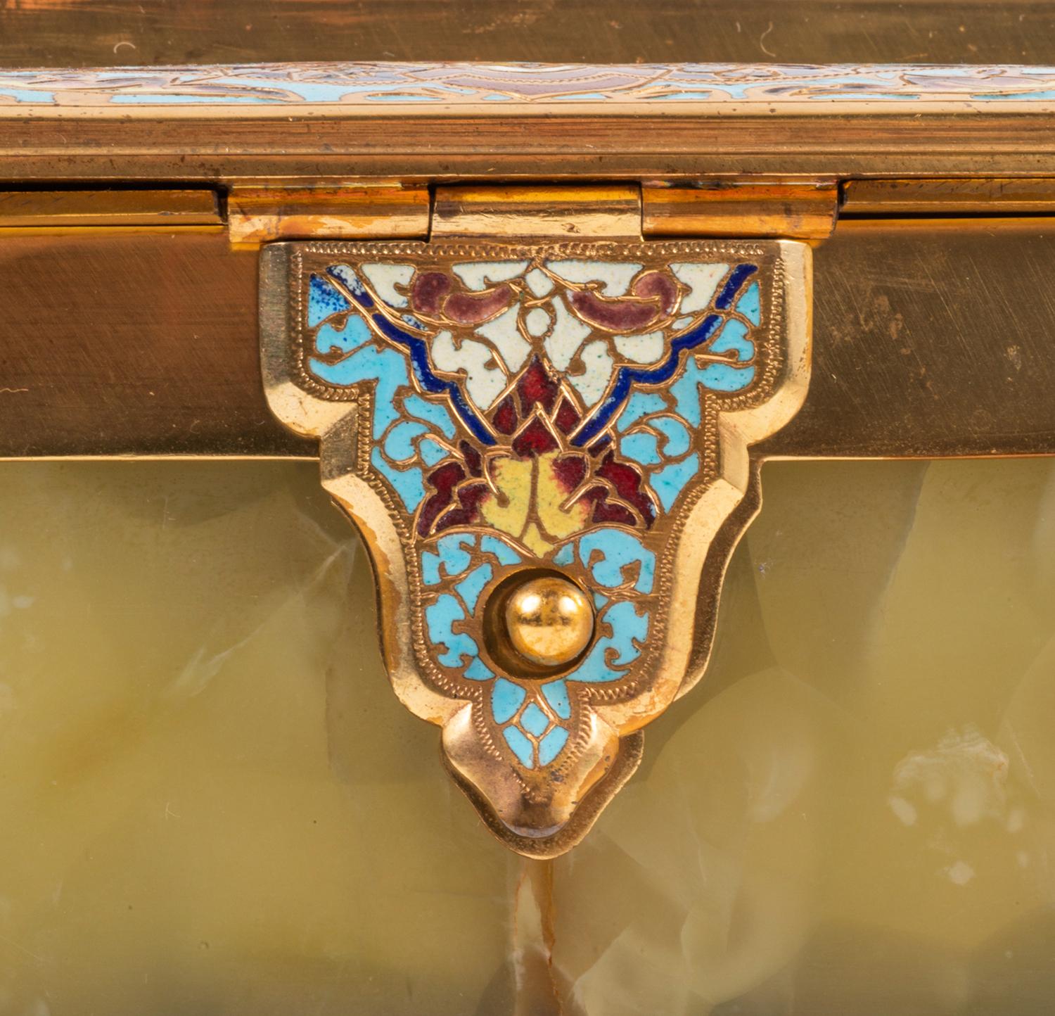 French Enamel and Onyx Casket, Late 19th Century 4