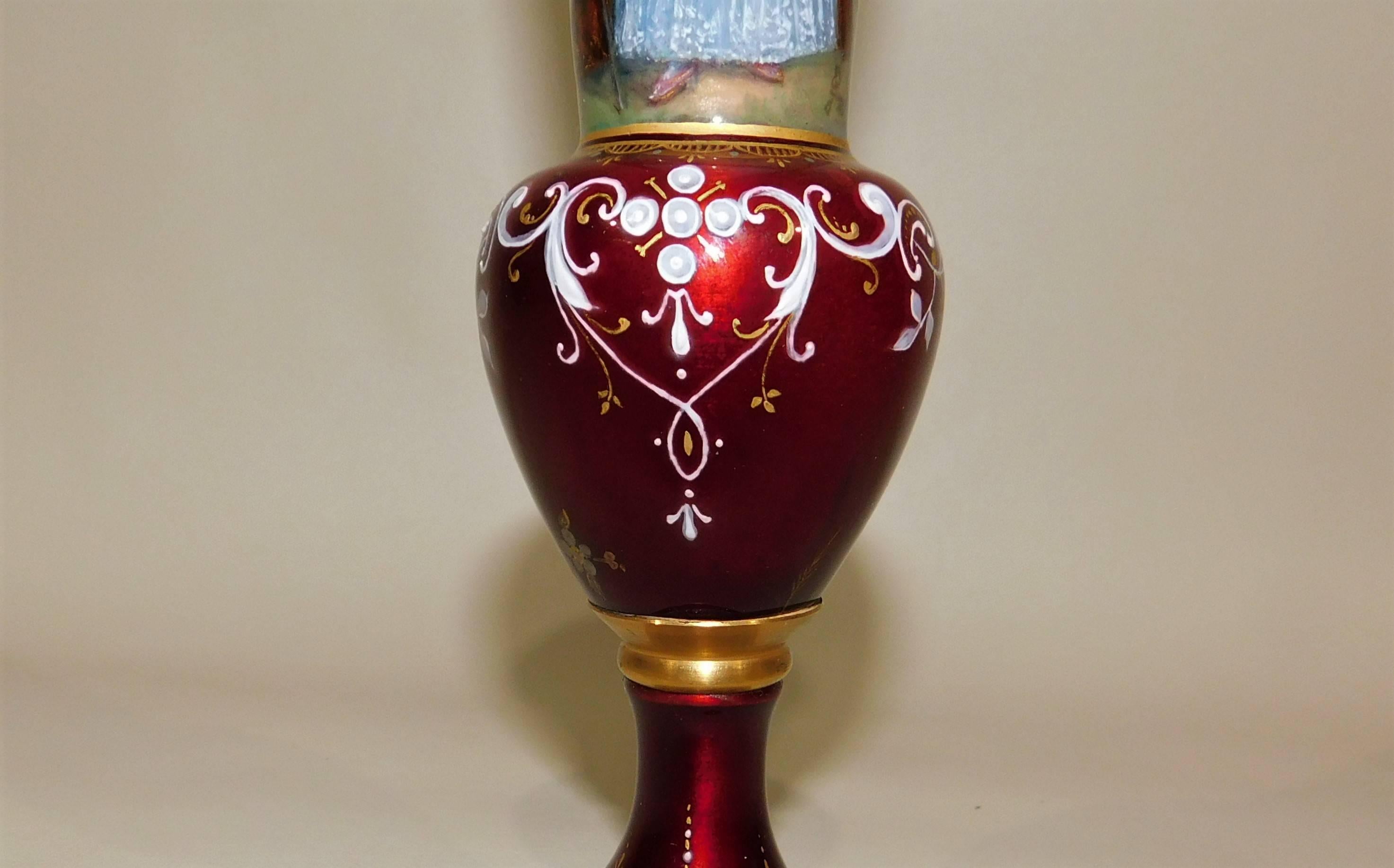 French Enamel on Copper Portrait Vase In Excellent Condition For Sale In Hamilton, Ontario