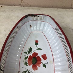 French Enamel Reticulated Corn Poppy Basket