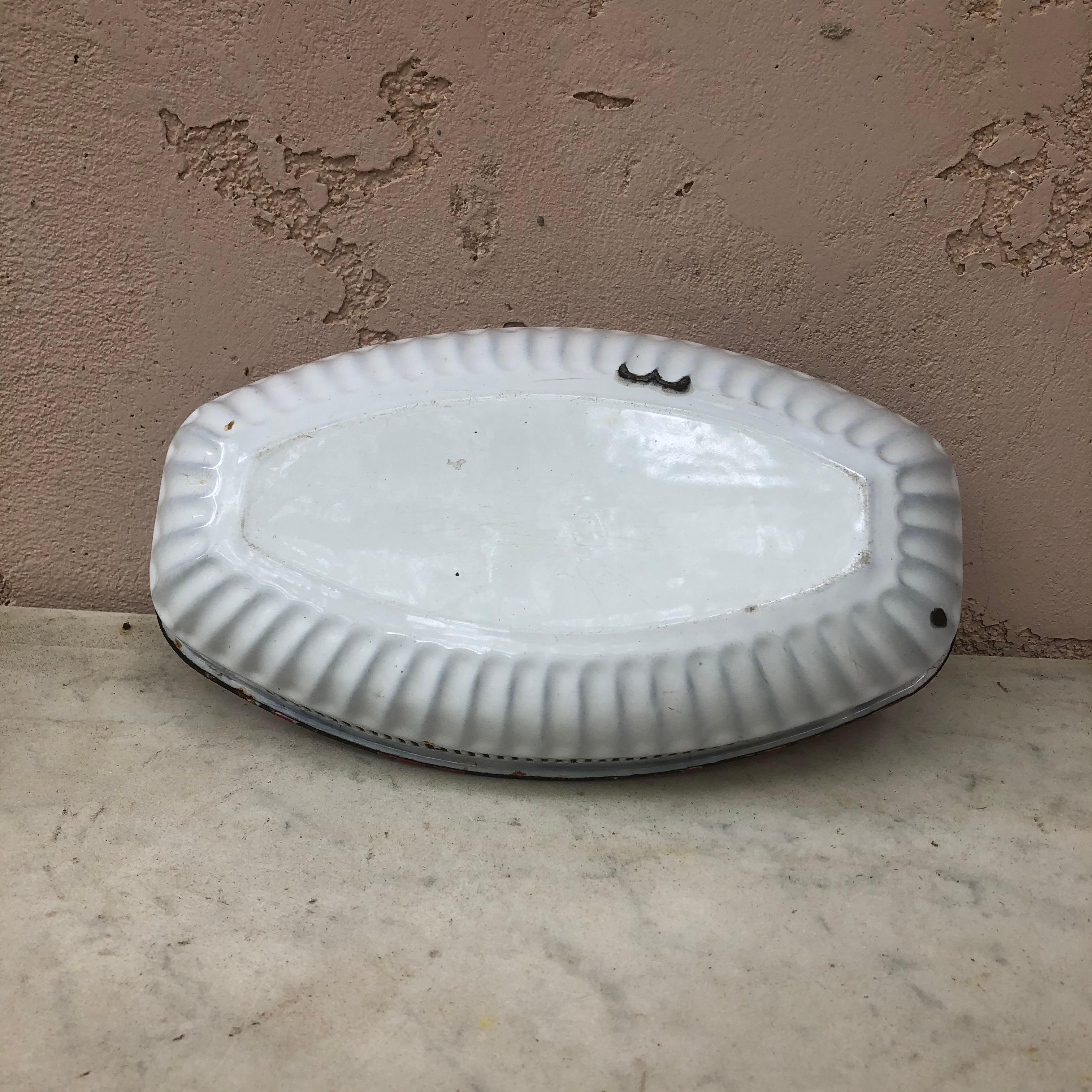 French Enamel Reticulated Corn Poppy Basket In Fair Condition For Sale In Austin, TX