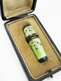 French Enamel Thread Holder and Thimble