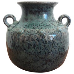 Retro French Enameled Earthenware Vase, Puisaye, 1960s