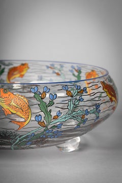 French Enameled Glass Footed Bowl, Sevres, circa 1930