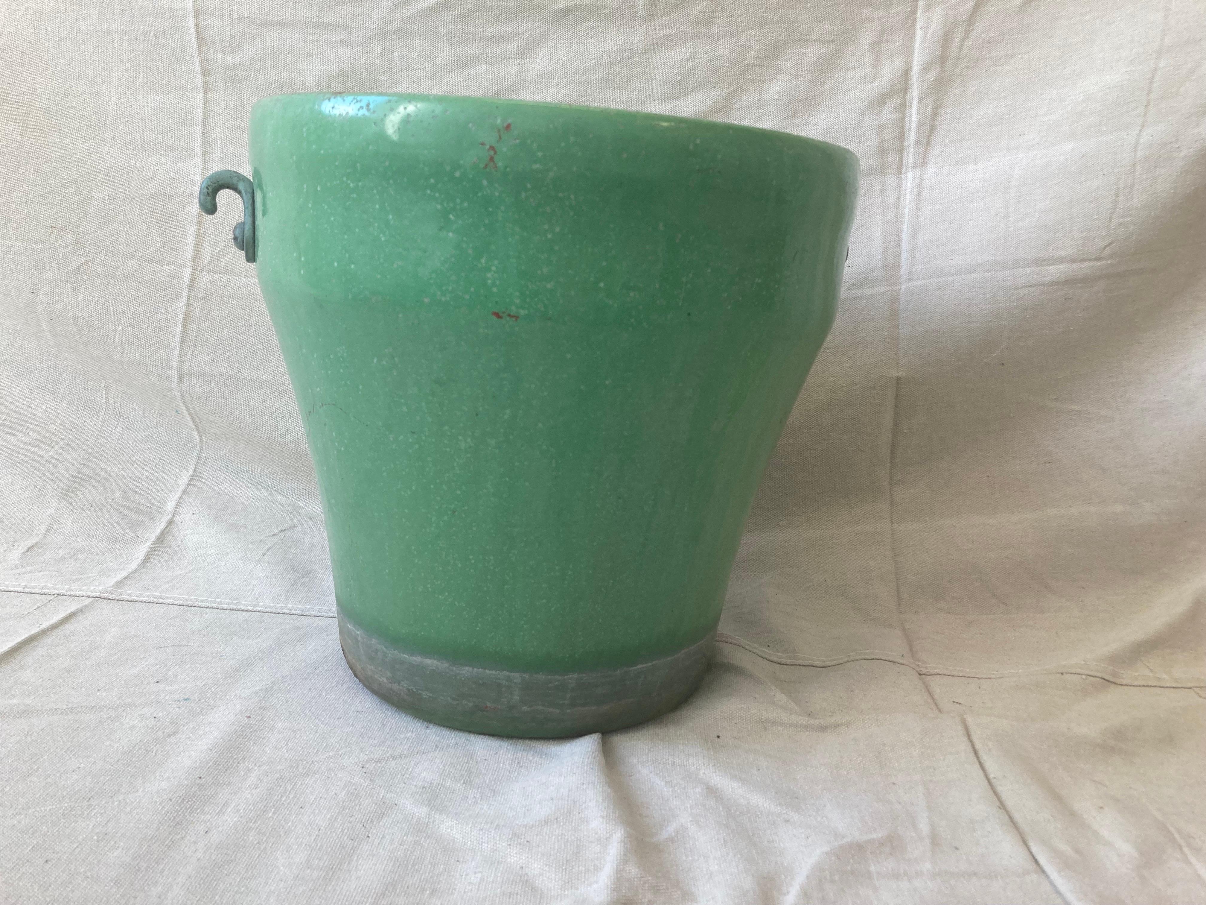 20th Century French Enameled Iron Pot, Circa 1930 For Sale