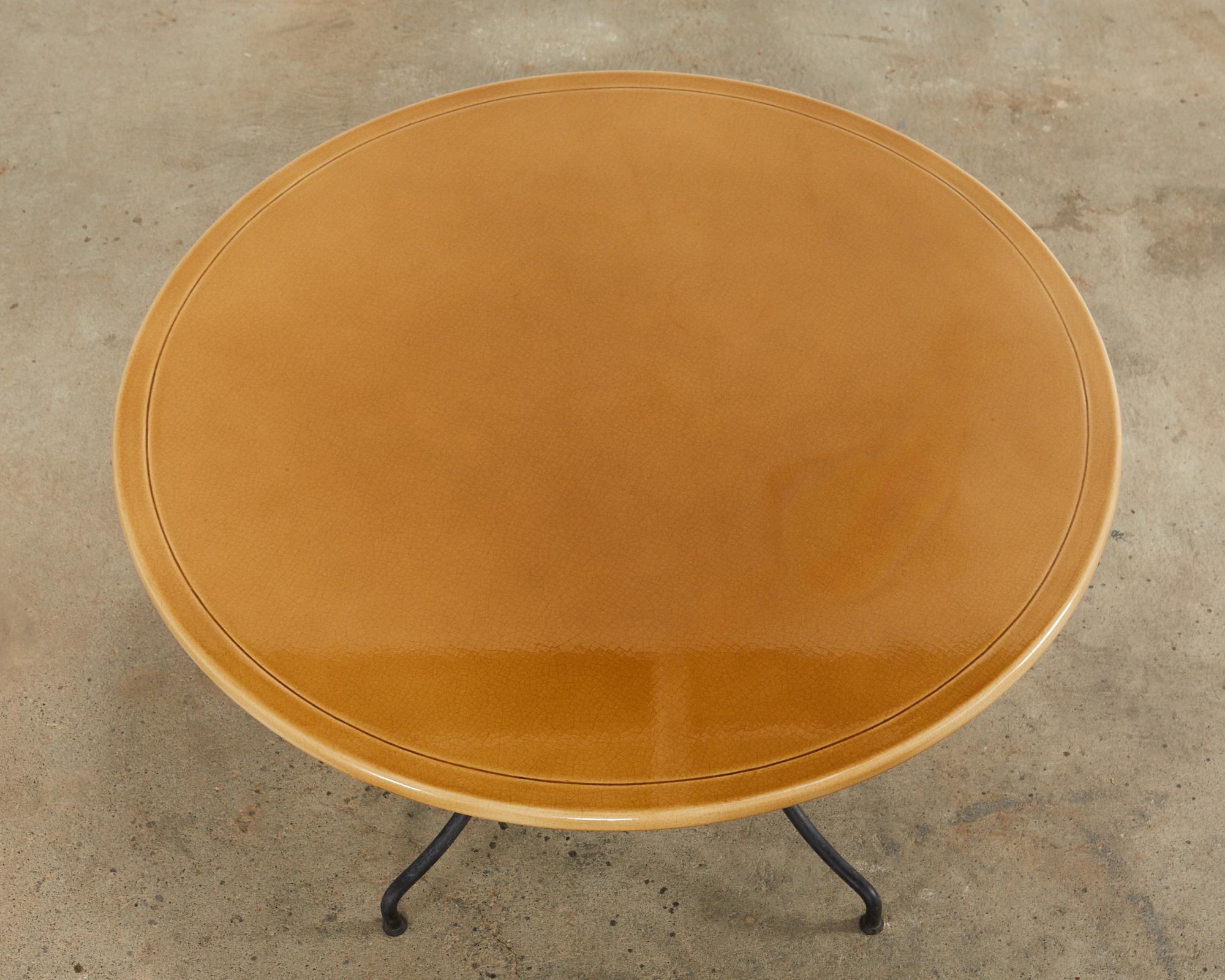 20th Century French Enameled Lava Stone Top Garden Dining Table For Sale