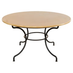 Vintage French Enameled Lava Stone Top Garden Dining Table