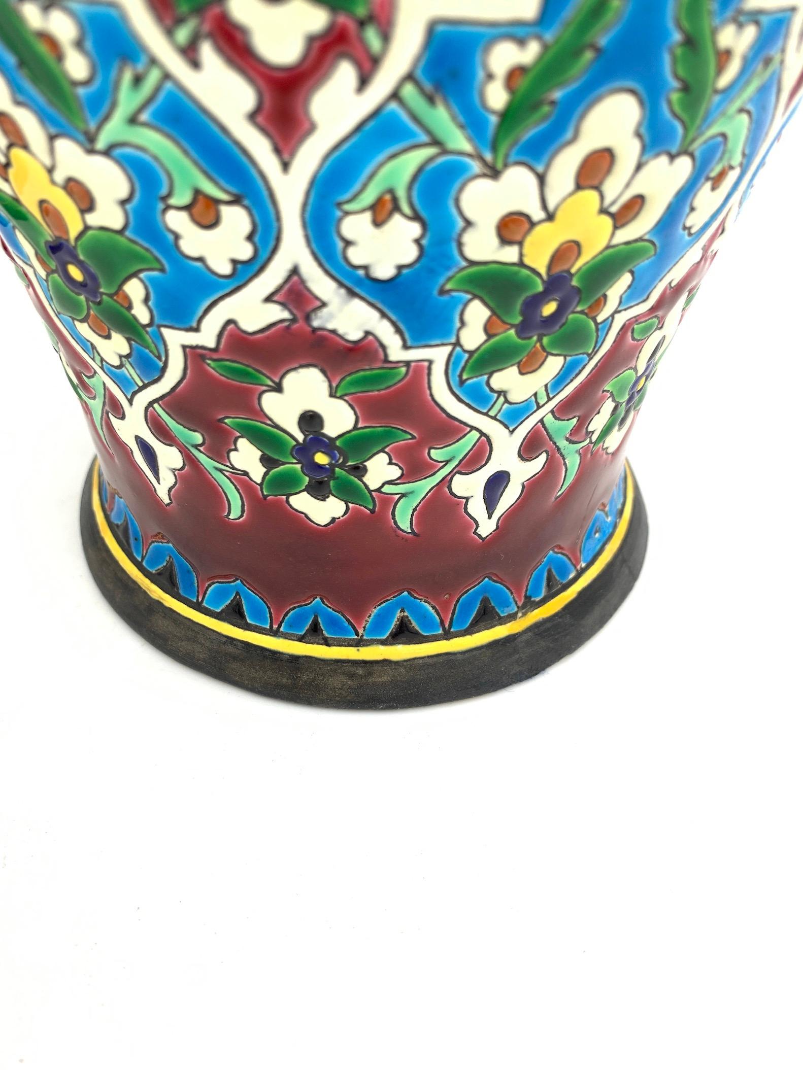 French Enamelled Faience Pair of Vases by Jules Vieillard In Good Condition For Sale In London, GB