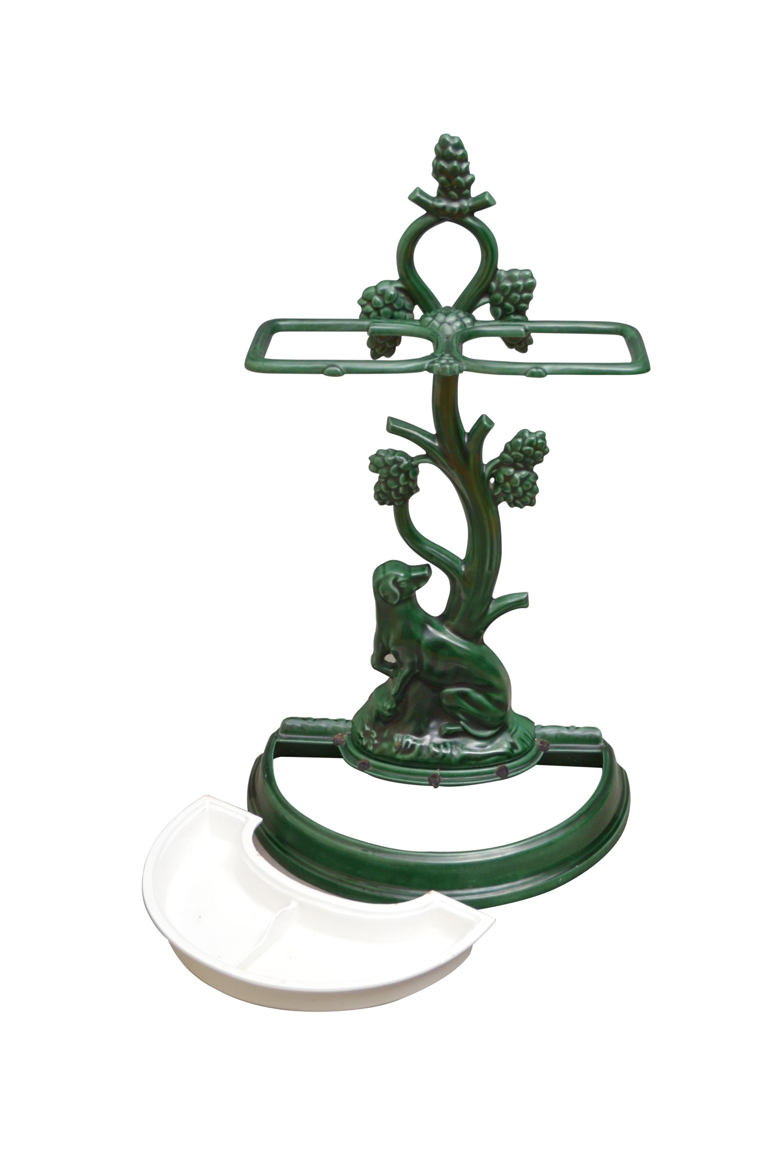 Art Nouveau French Enamelled Umbrella Stand / Stick Stand